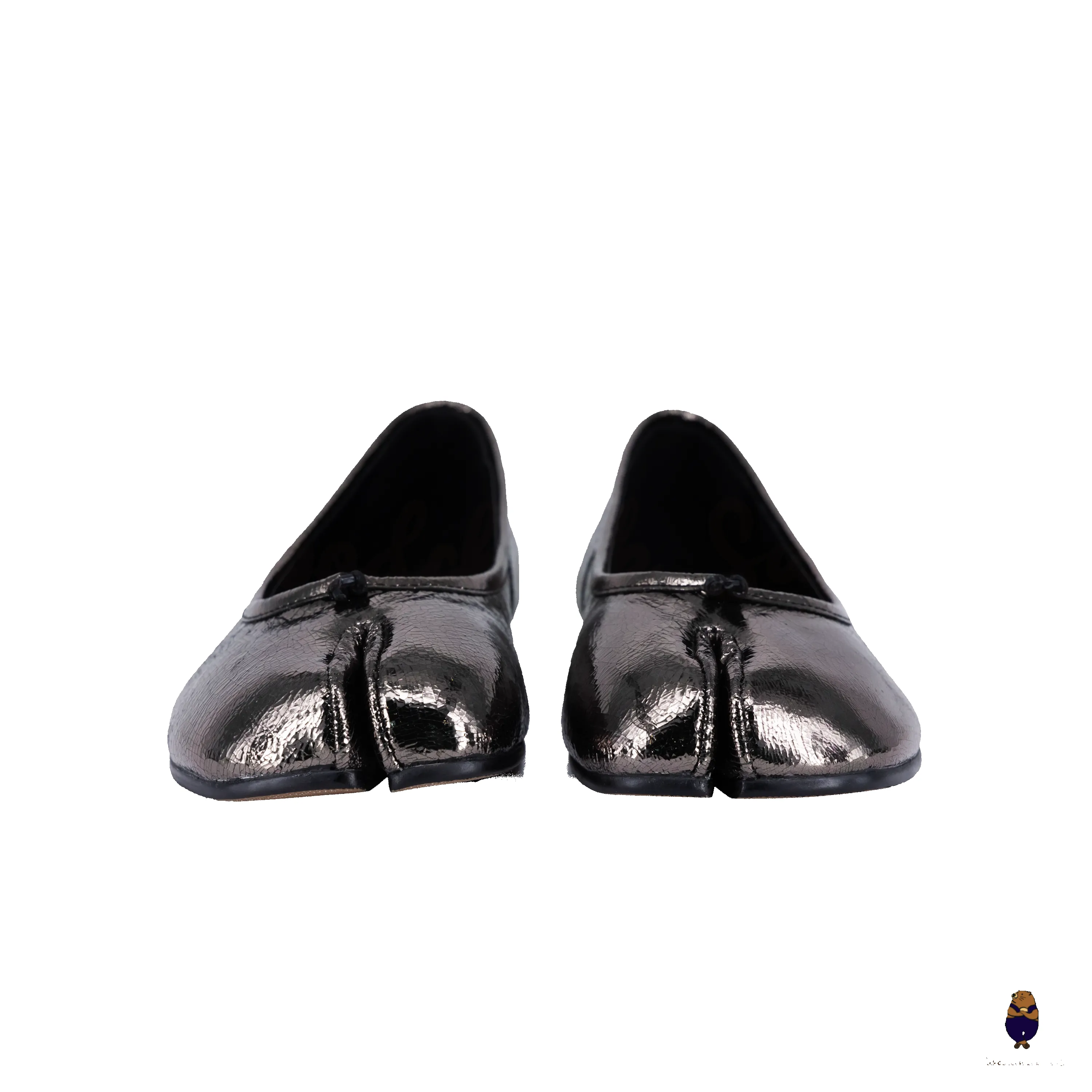 WoodChuckSato Cracked Metallic Black Cow Leather Tabi Ballet Flats sold by WoodChuckSato product image thumbnail 5