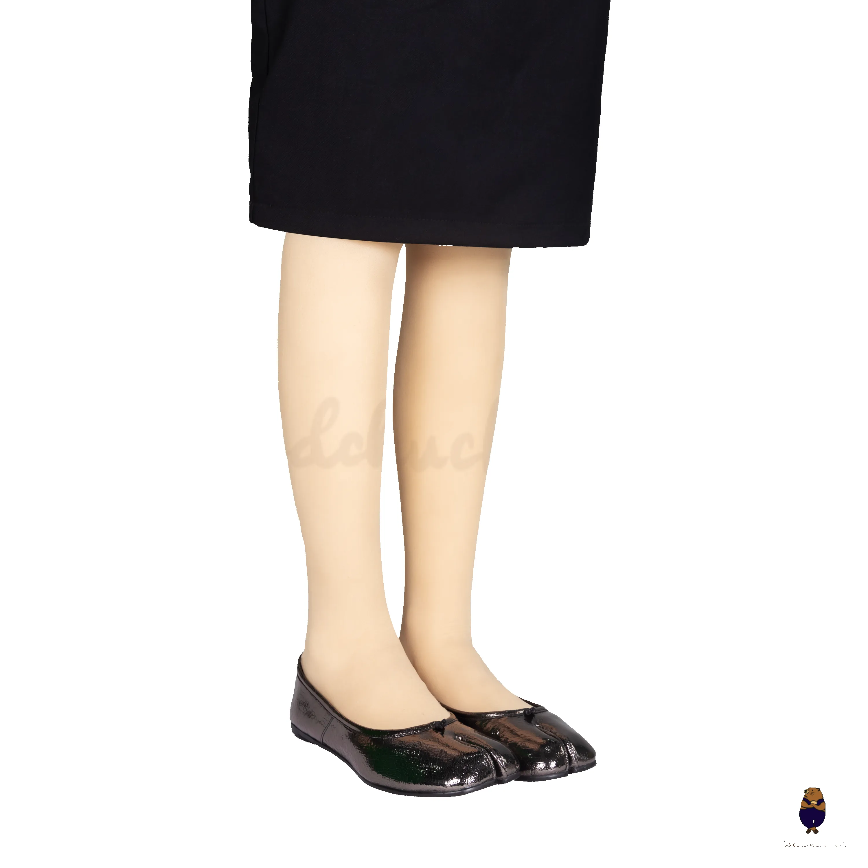 WoodChuckSato Cracked Metallic Black Cow Leather Tabi Ballet Flats sold by WoodChuckSato product image thumbnail 2