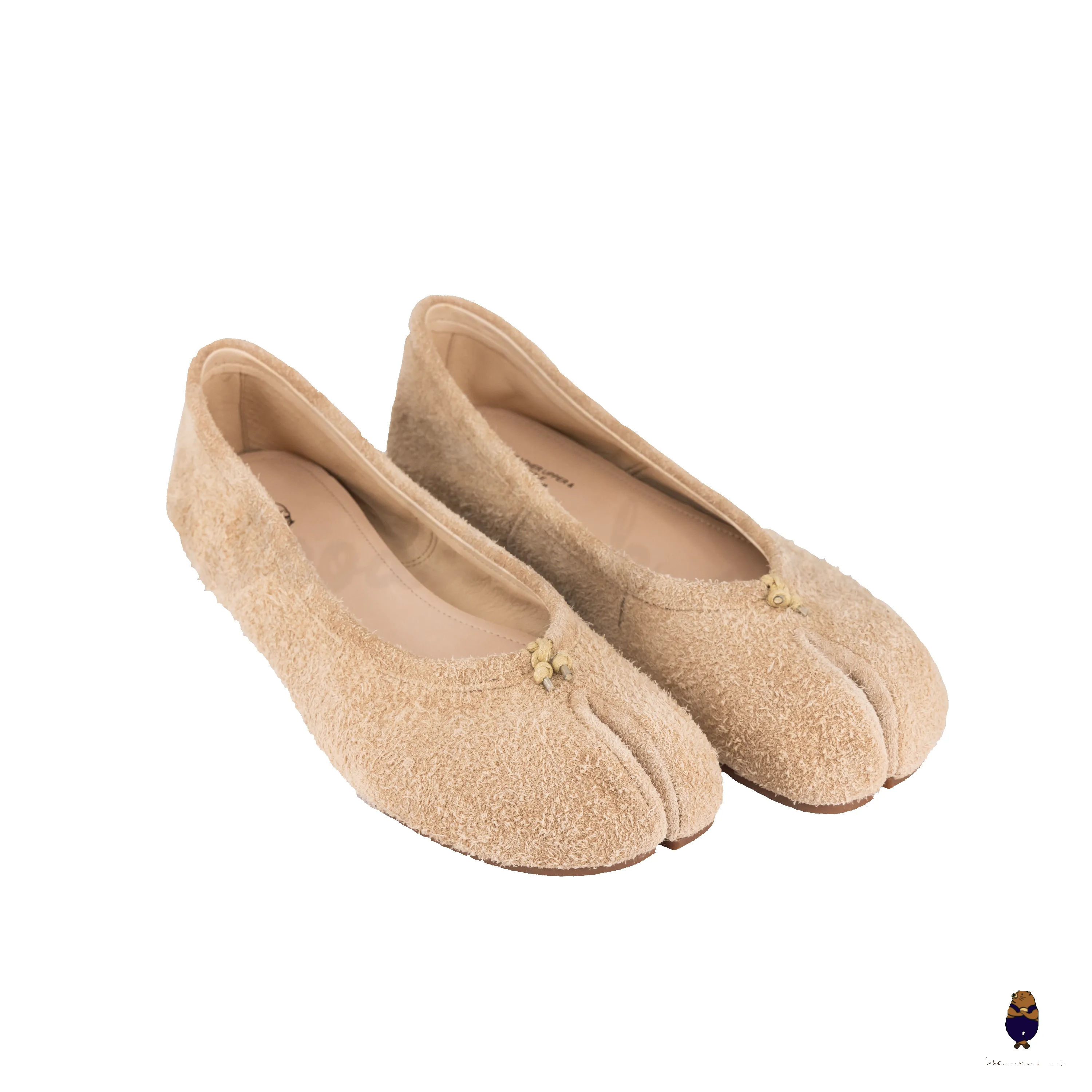 WoodChuckSato Beige Soft Fuzzy Cow Suede Tabi Ballet Flats sold by WoodChuckSato product image thumbnail 4