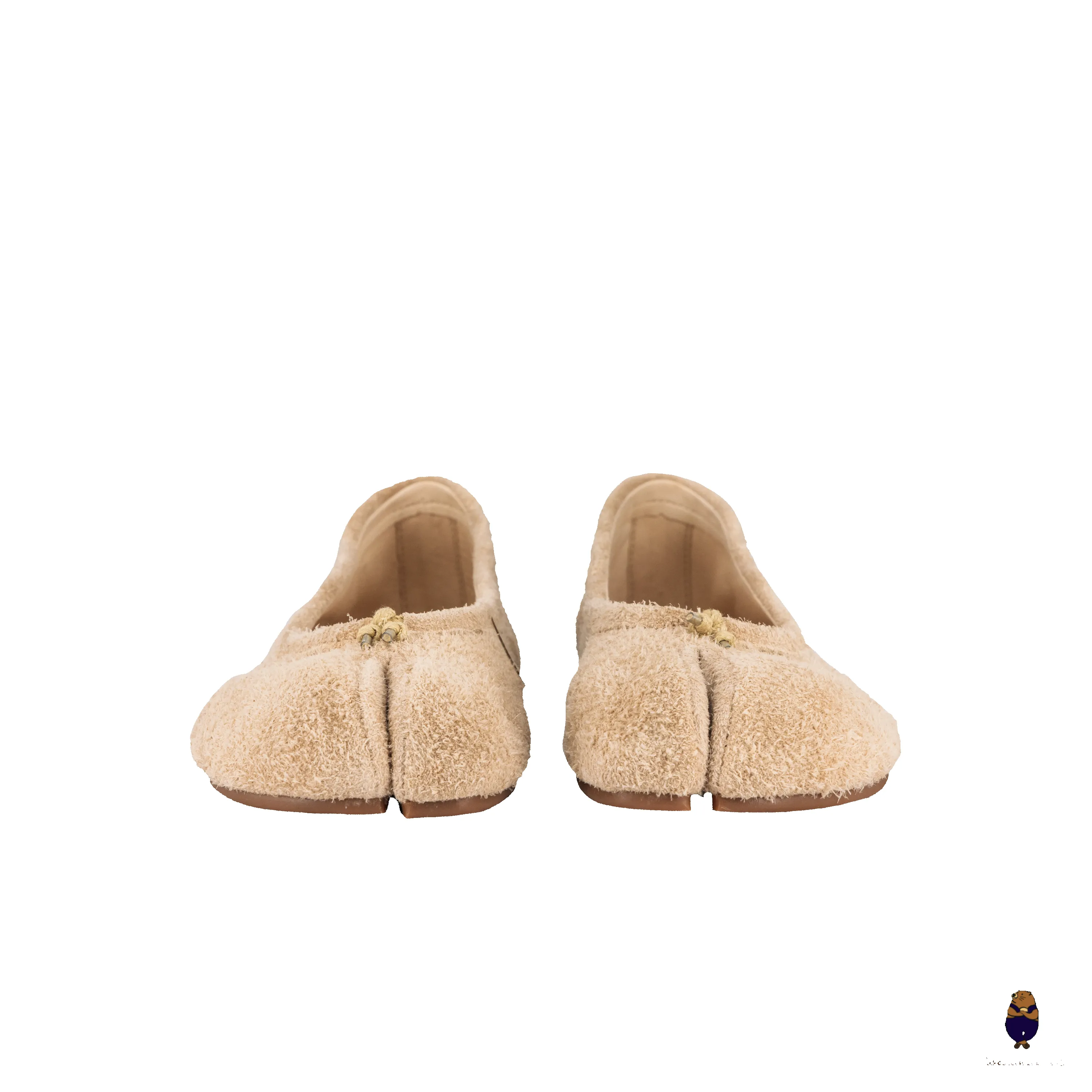 WoodChuckSato Beige Soft Fuzzy Cow Suede Tabi Ballet Flats sold by WoodChuckSato product image thumbnail 5