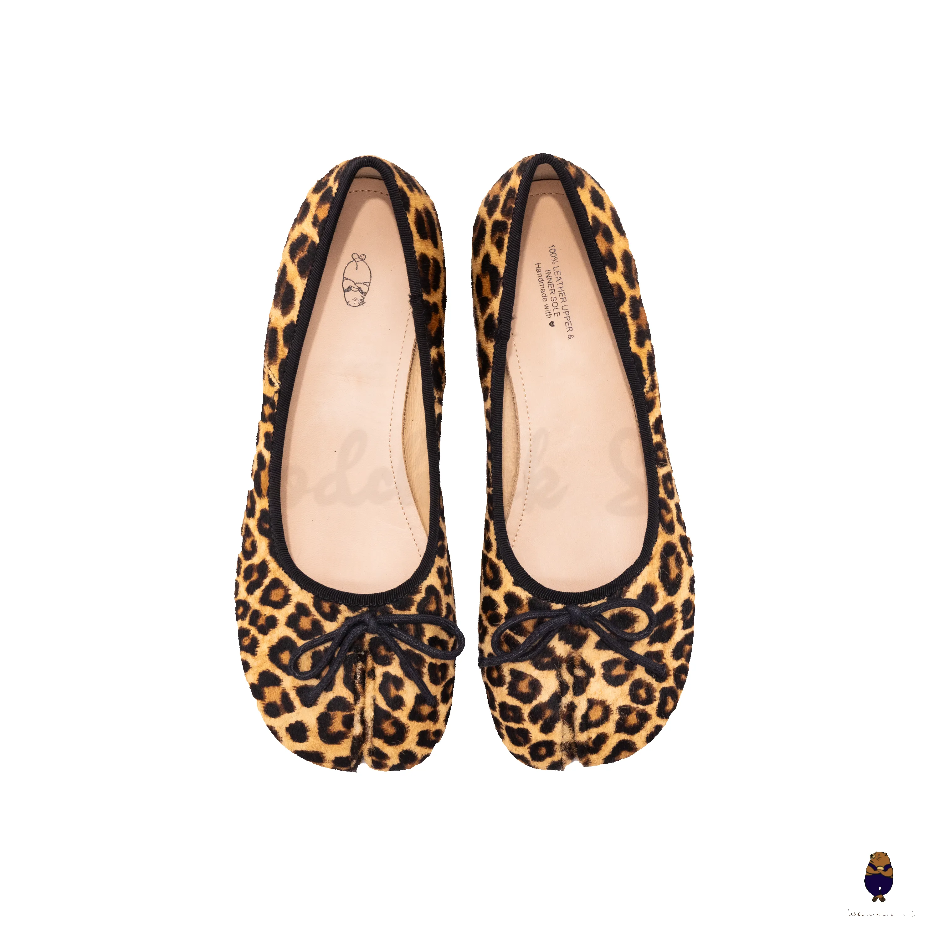 WoodchuckSato Leopard Pattern Horse Hair Leather Tabi 3 cm Heel Pumps with Bow sold by WoodChuckSato product image thumbnail 3