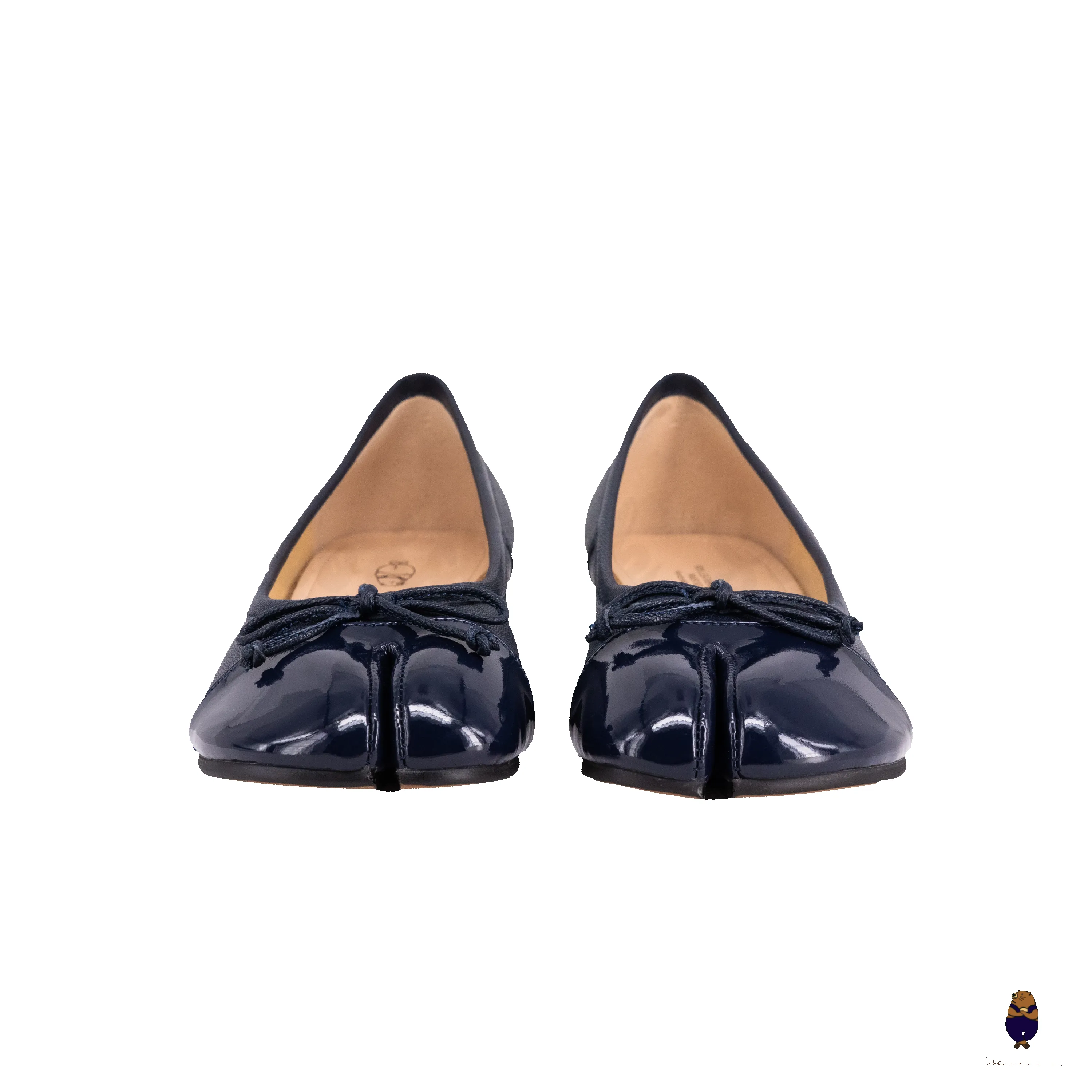 WoodChuckSato Navy Tabi Split-Toe Patent Cow Leather Mary Jane Shoes with 3cm Heel & Bow sold by WoodChuckSato product image thumbnail 4
