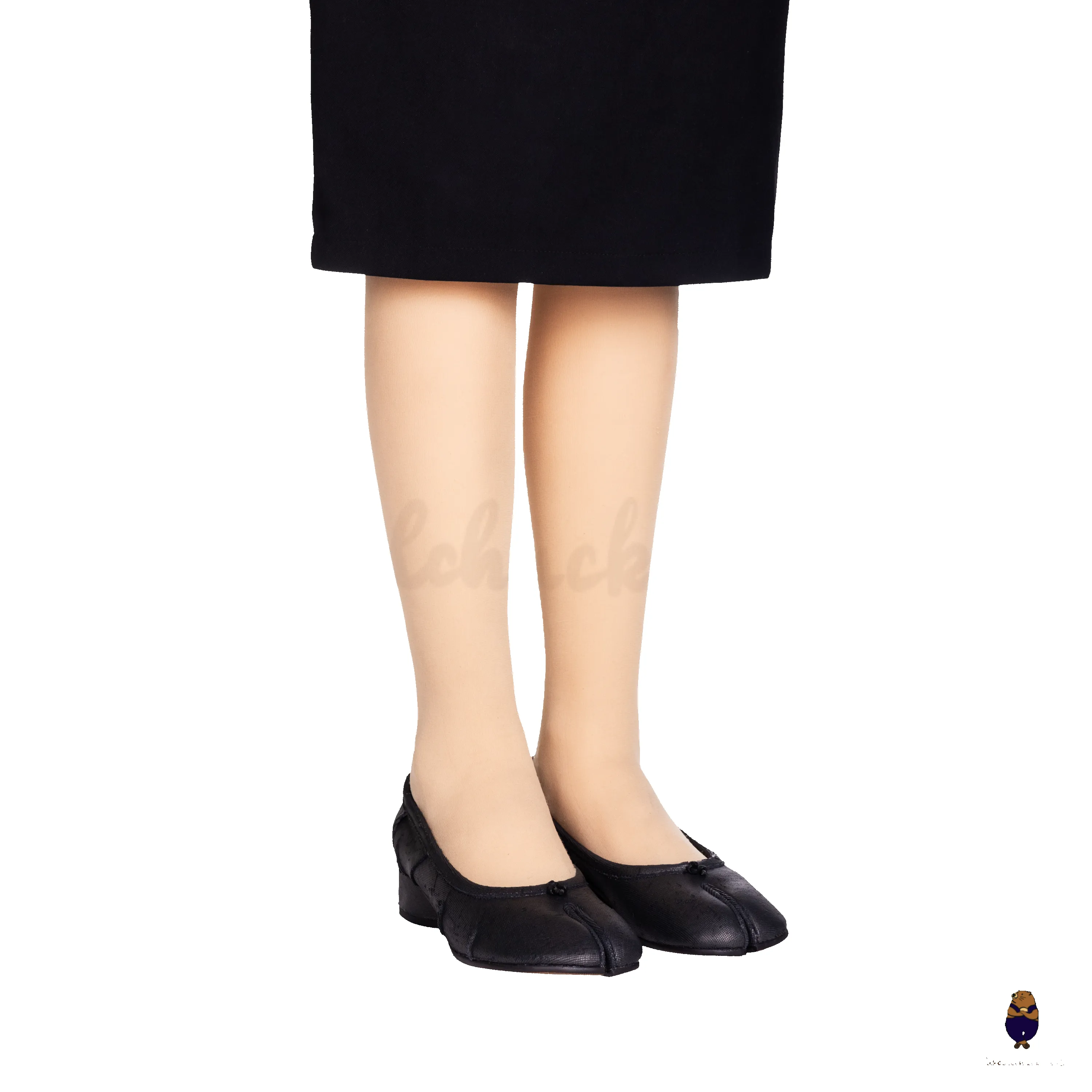 WoodChuckSato Black Tabi Split-Toe Knife-Cut Cowhide Mary Jane Shoes with 3cm Heel & Ruched sold by WoodChuckSato product image thumbnail 2