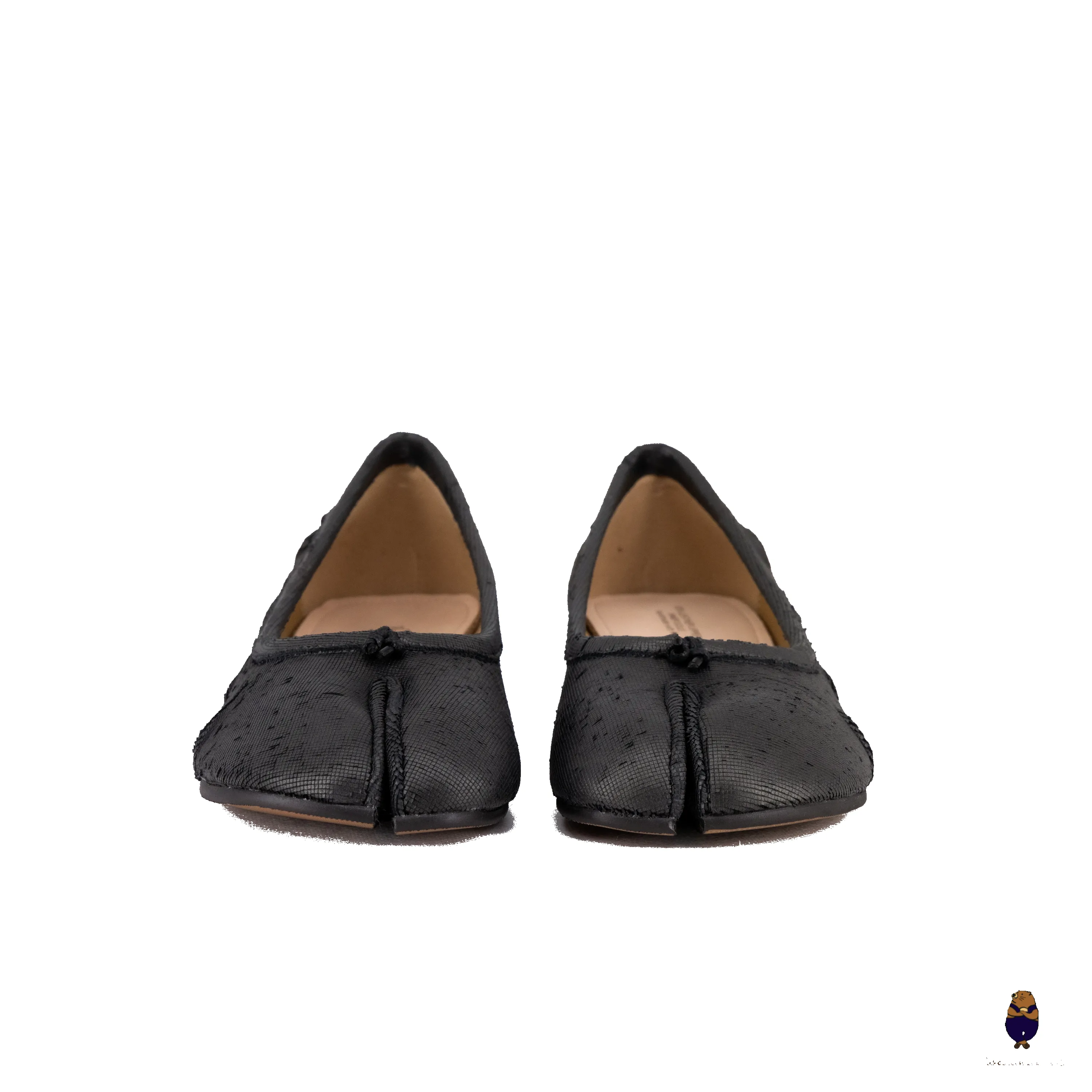 WoodChuckSato Black Tabi Split-Toe Knife-Cut Cowhide Mary Jane Shoes with 3cm Heel & Ruched sold by WoodChuckSato product image thumbnail 4