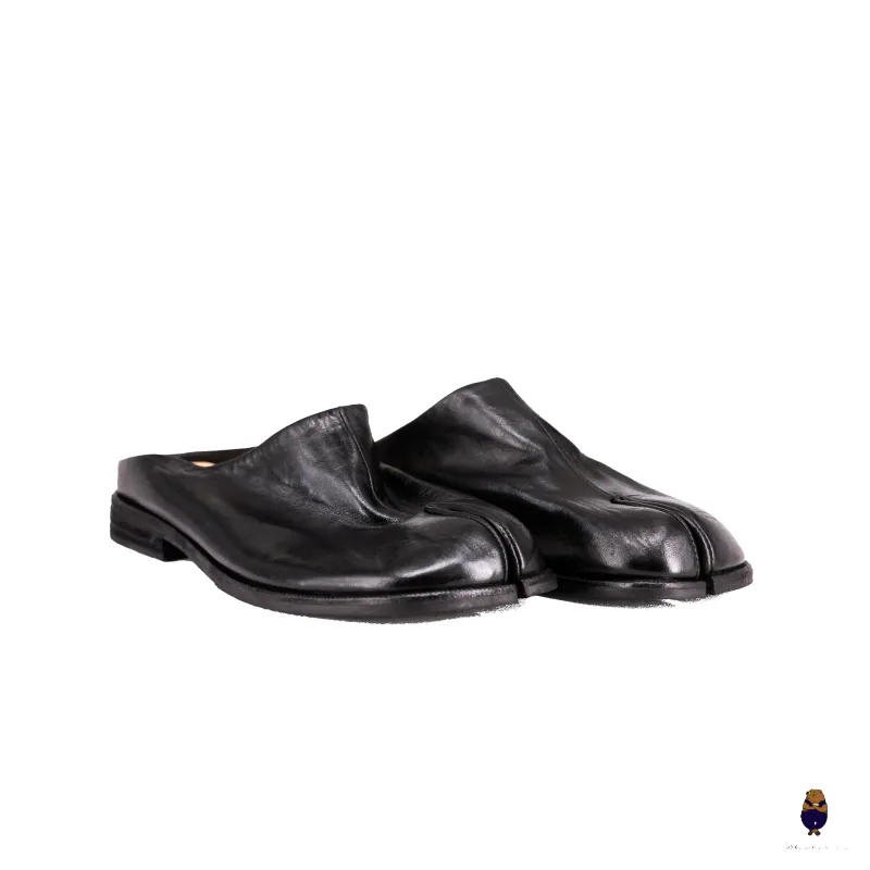 WoodchuckSato Black Horse Leather Tabi Mules sold by WoodChuckSato