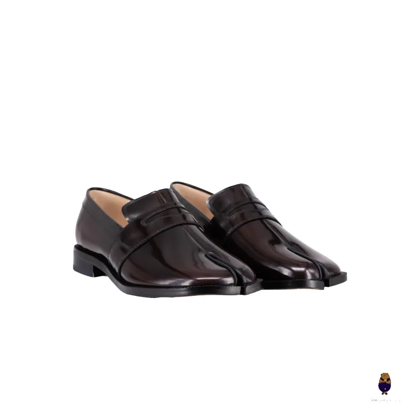 WoodchuckSato Espresso Brown Edge-Beaded Cow Leather Tabi Loafers with Penny Strap Sizes 35 to 47 sold by WoodChuckSato