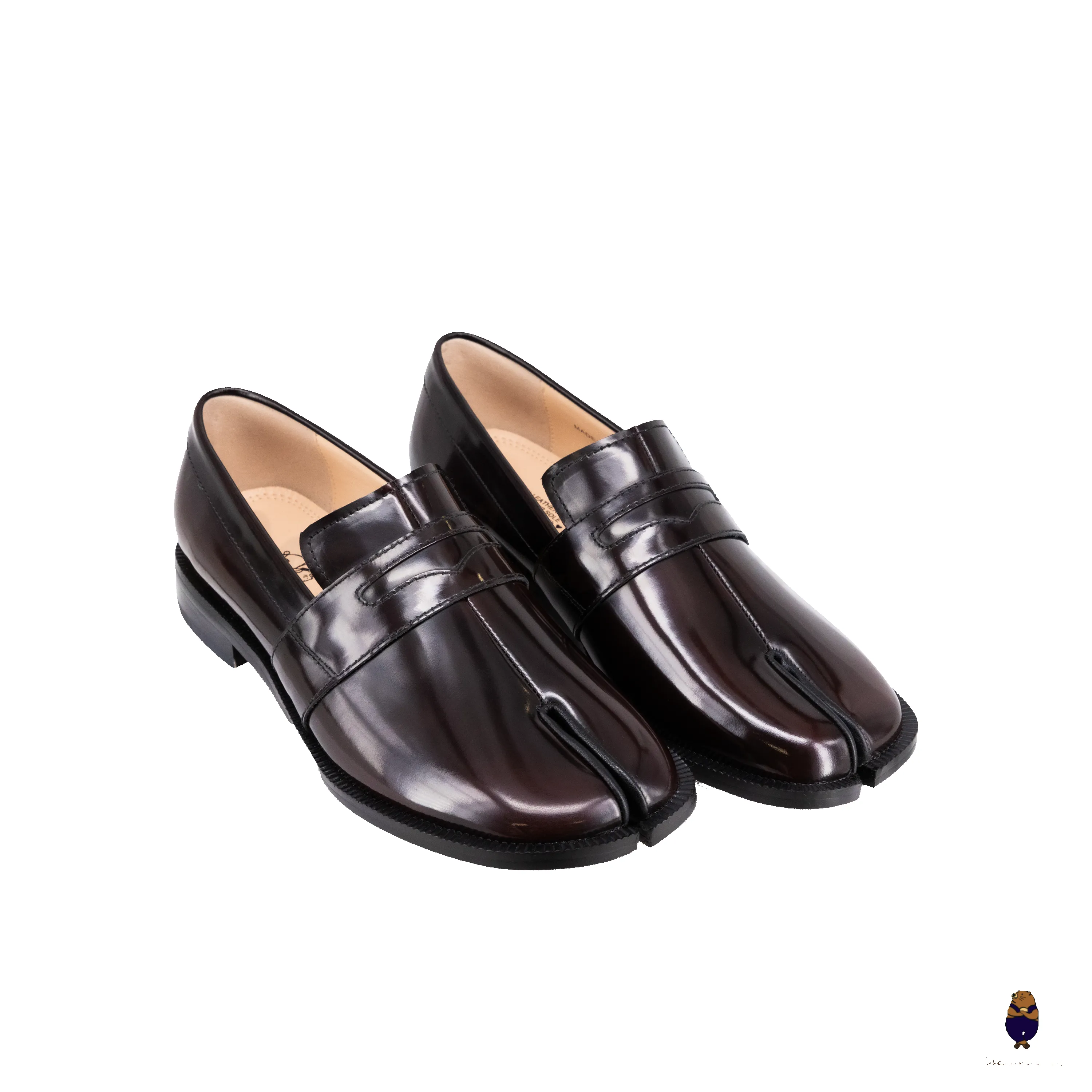 WoodchuckSato Espresso Brown Edge-Beaded Cowhide Leather Penny Strap Tabi Loafers sold by WoodChuckSato product image thumbnail 5