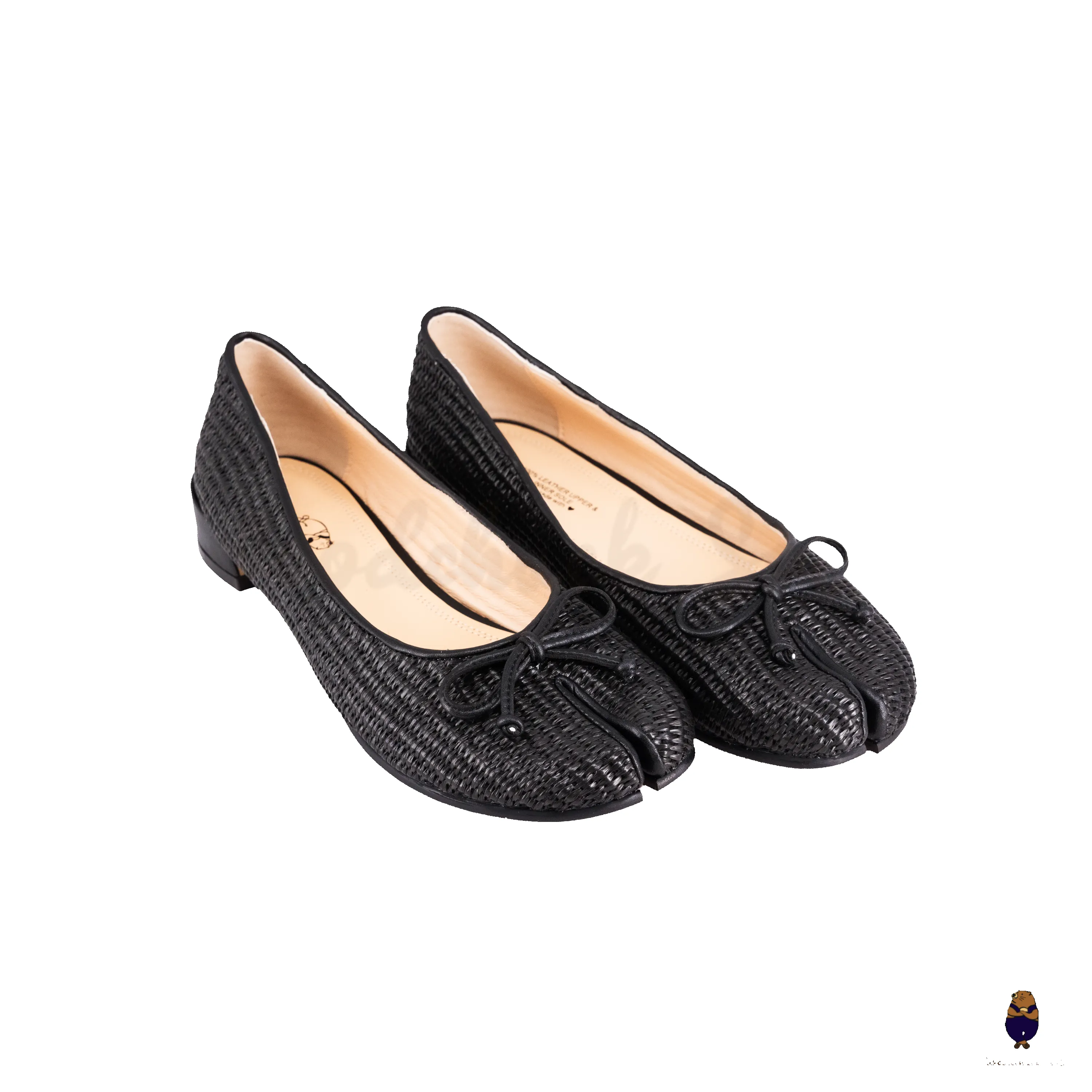 WoodchuckSato Black PP Straw Woven Tabi Flats with Bow sold by WoodChuckSato product image thumbnail 4