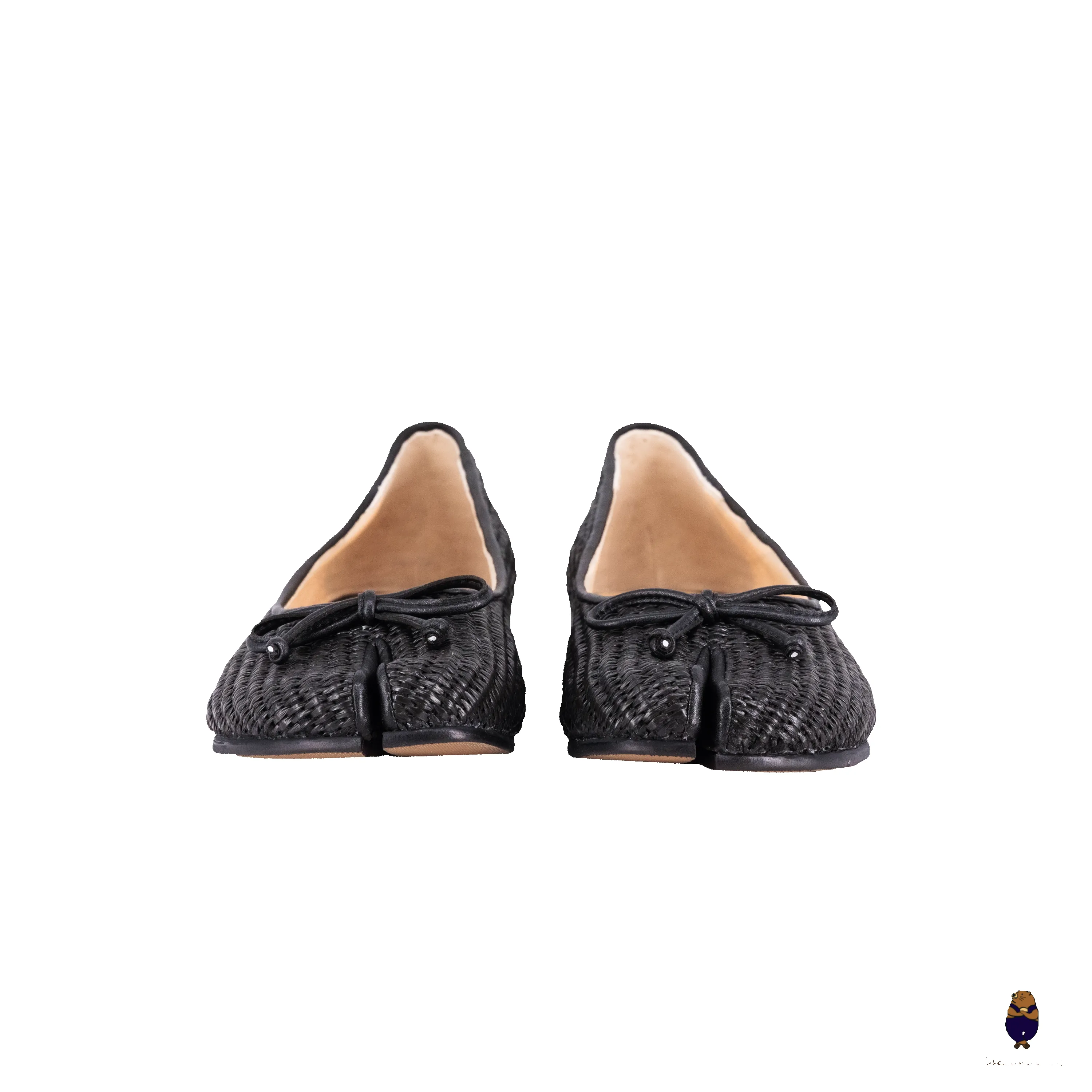 WoodchuckSato Black PP Straw Woven Tabi Flats with Bow sold by WoodChuckSato product image thumbnail 5