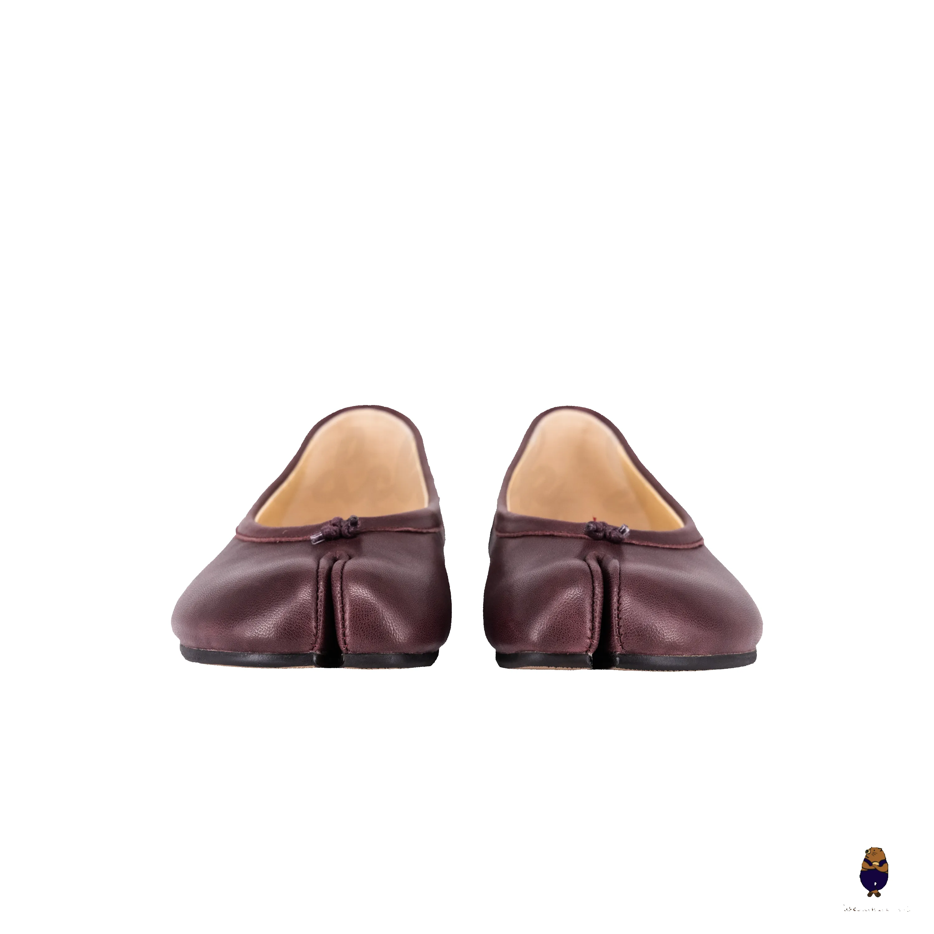 WoodchuckSato Burgundy Leather Tabi Ballet Flats sold by WoodChuckSato product image thumbnail 5