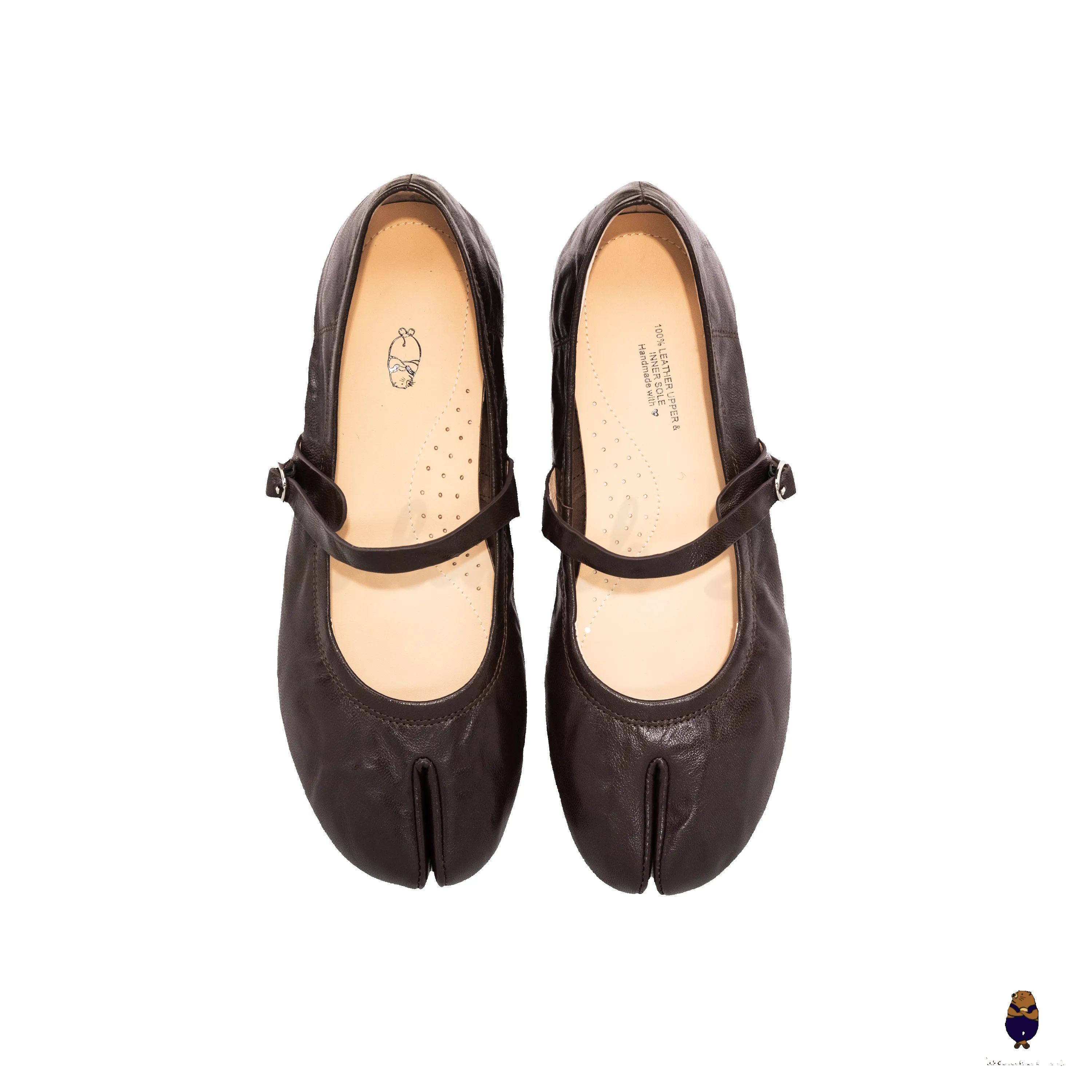 WoodchuckSato Vintage Brown Leather Tabi Mary Jane Flats sold by WoodChuckSato product image thumbnail 4