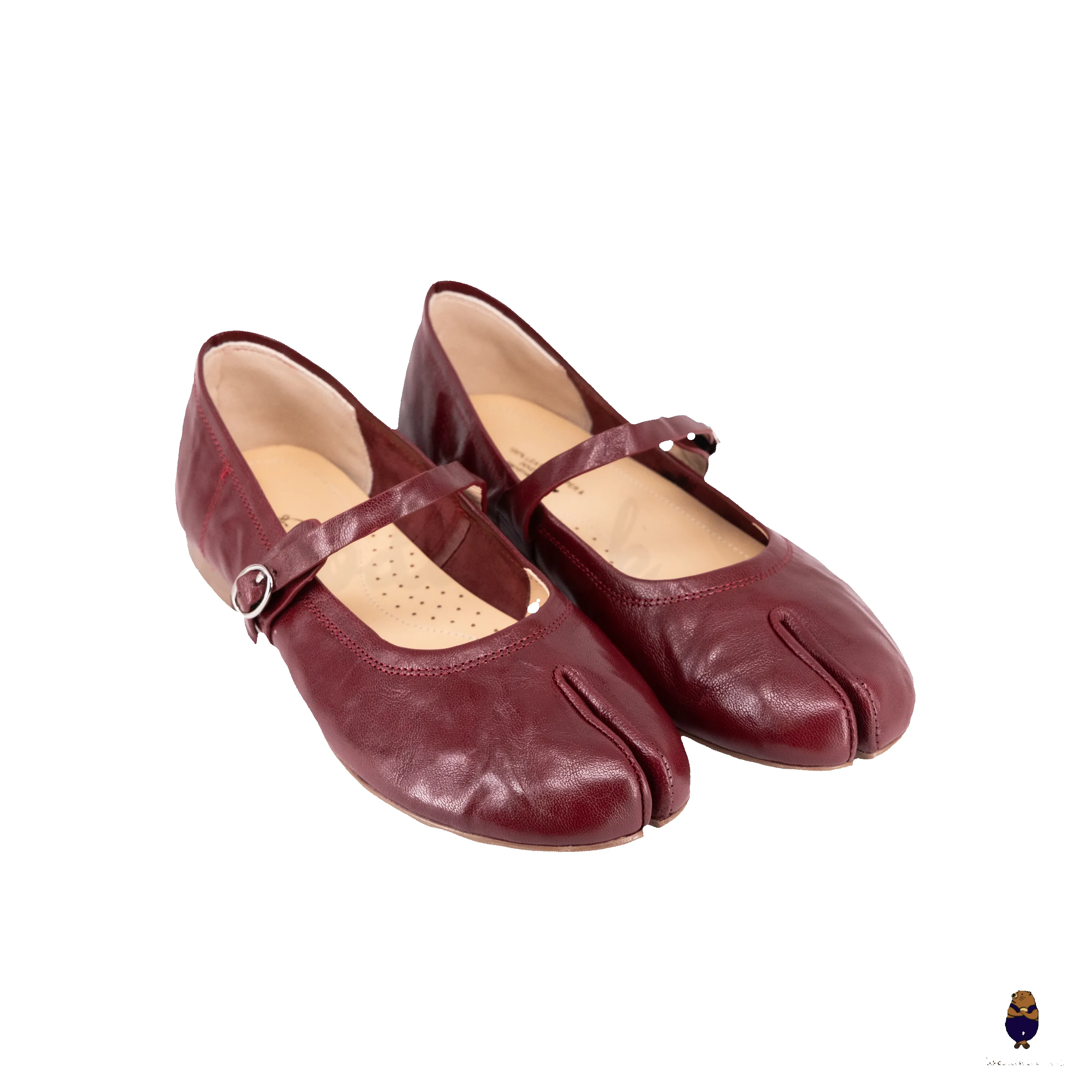 WoodchuckSato Burgundy Vintage Lace-Up Tabi Mary Janes sold by WoodChuckSato product image thumbnail 5