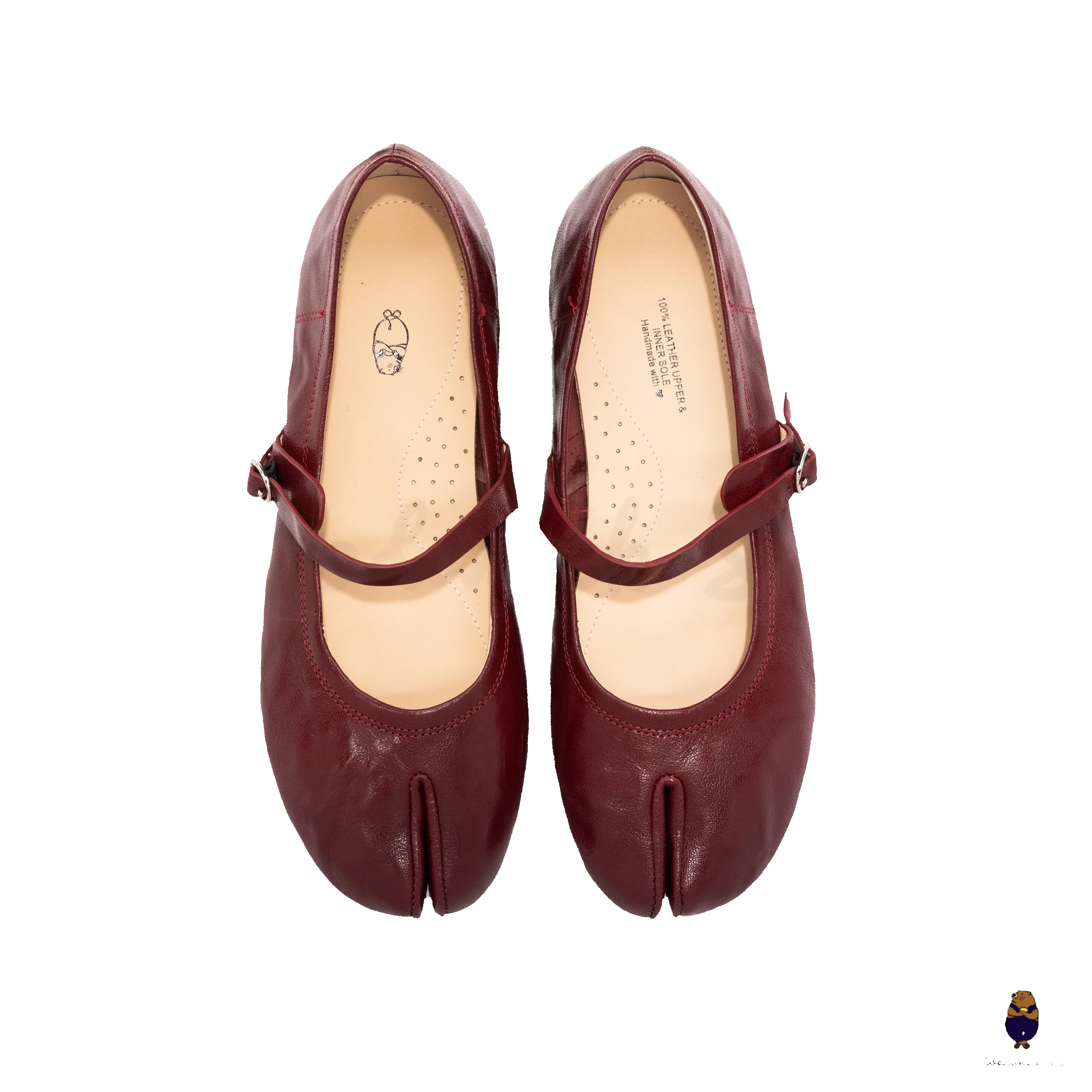 WoodchuckSato Burgundy Vintage Lace-Up Tabi Mary Janes sold by WoodChuckSato product image thumbnail 4