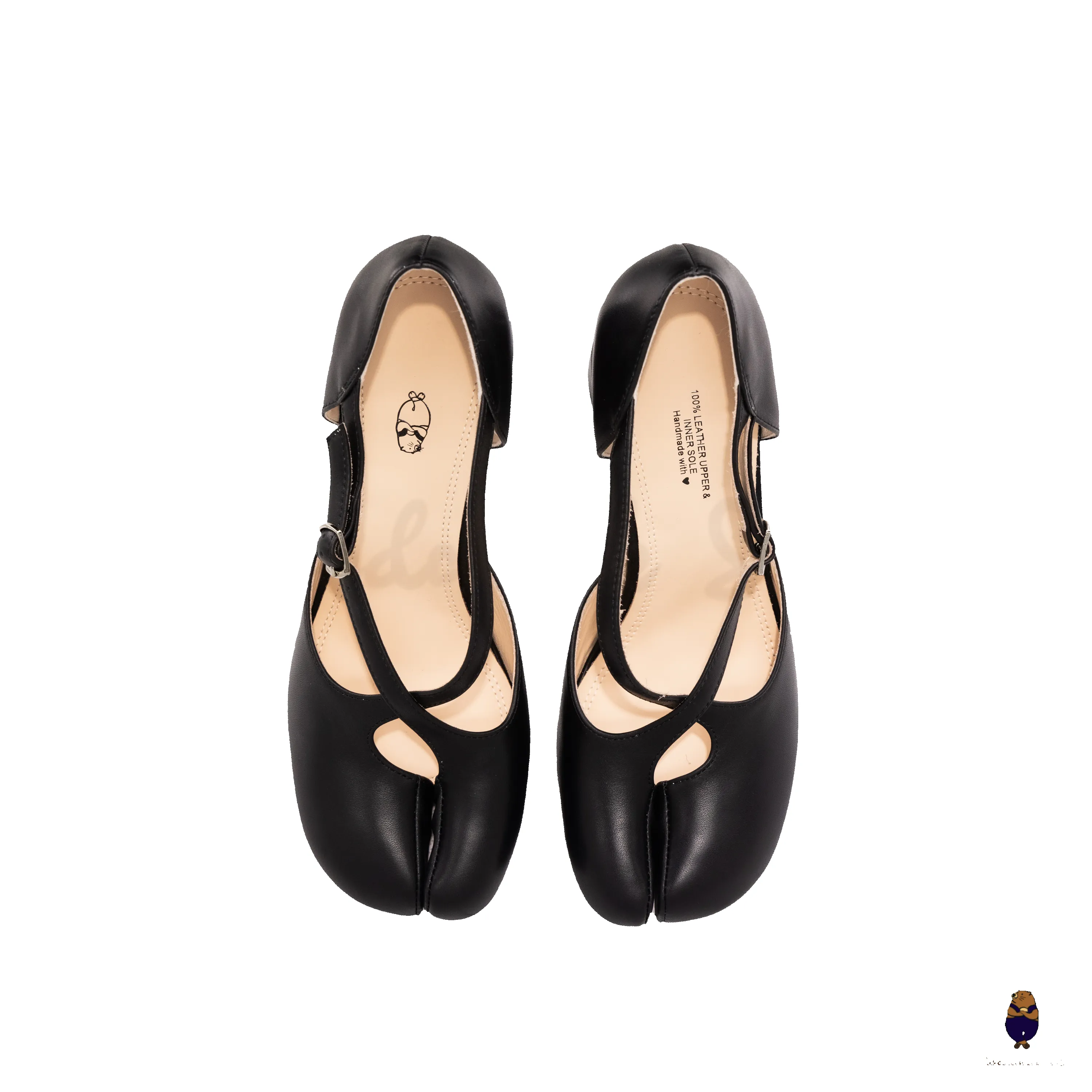 WoodchuckSato Black Matte Leather Tabi Cross-Strap 8 cm Heels sold by WoodChuckSato product image thumbnail 4