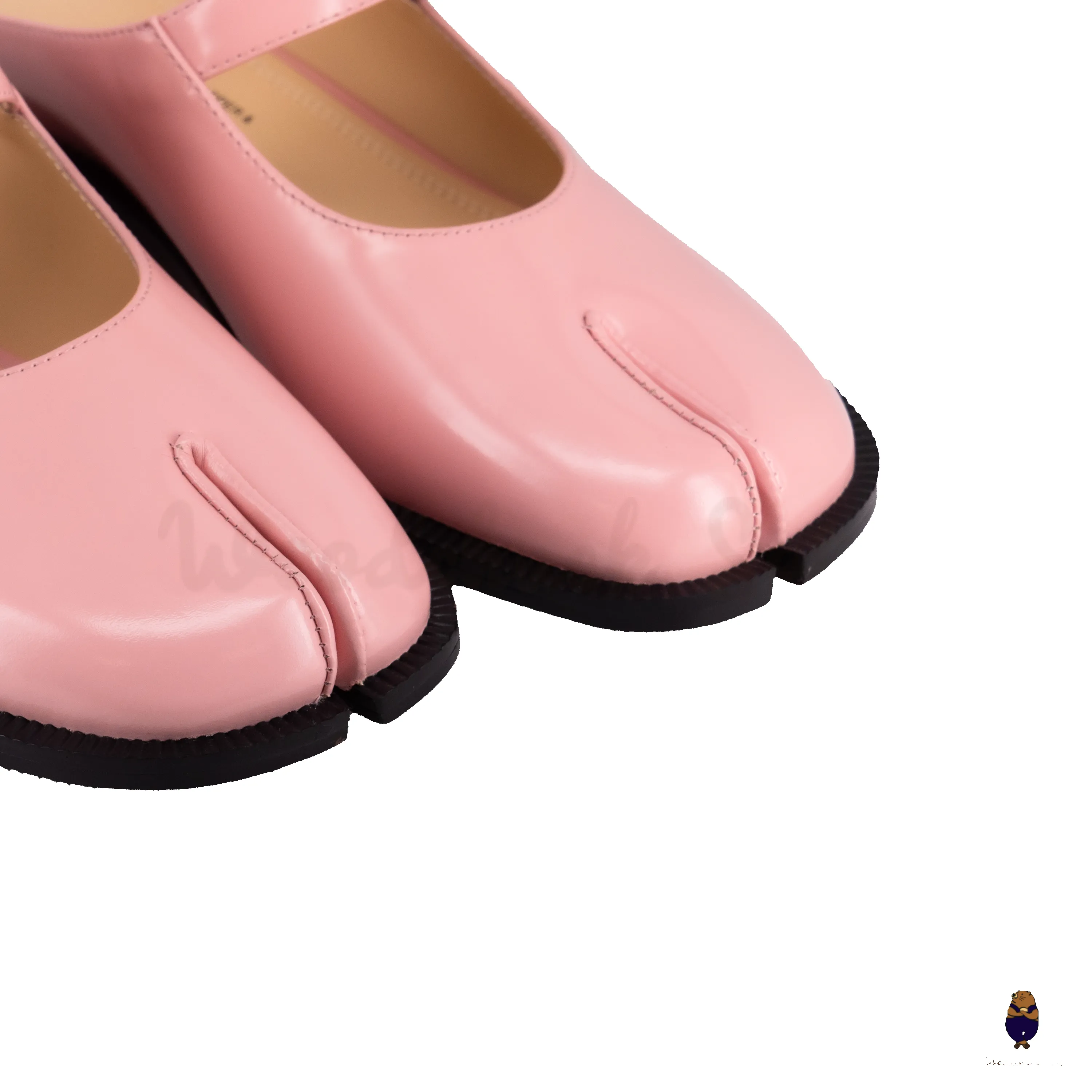 WoodchuckSato Pink Edge-Beaded Cowhide Leather Tabi Mary Jane Mules sold by WoodChuckSato product image thumbnail 5