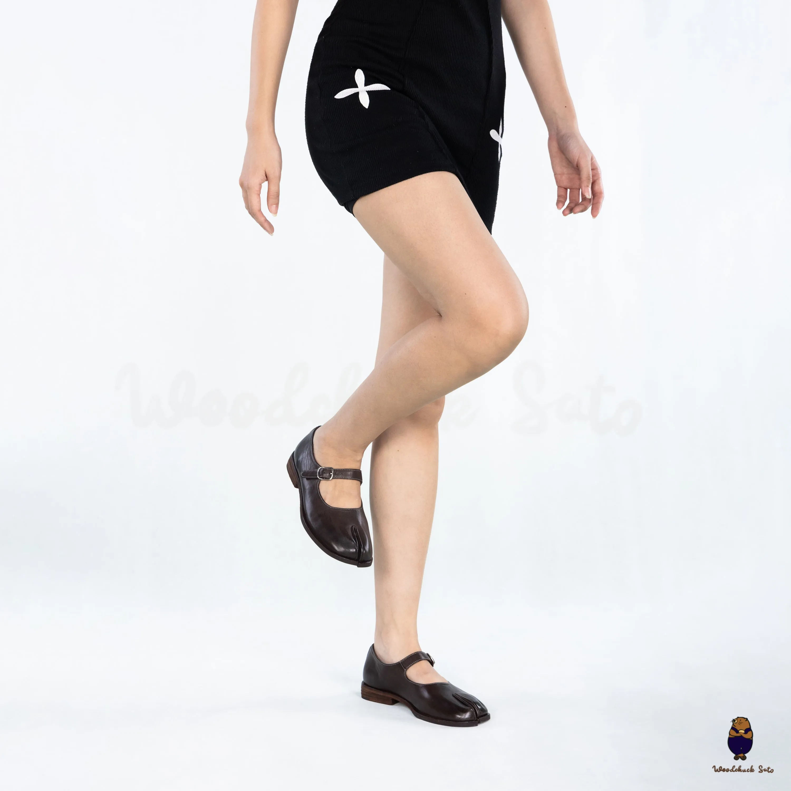 WoodchuckSato Espresso Brown Leather Tabi Mary Jane Shoes sold by WoodChuckSato product image thumbnail 3