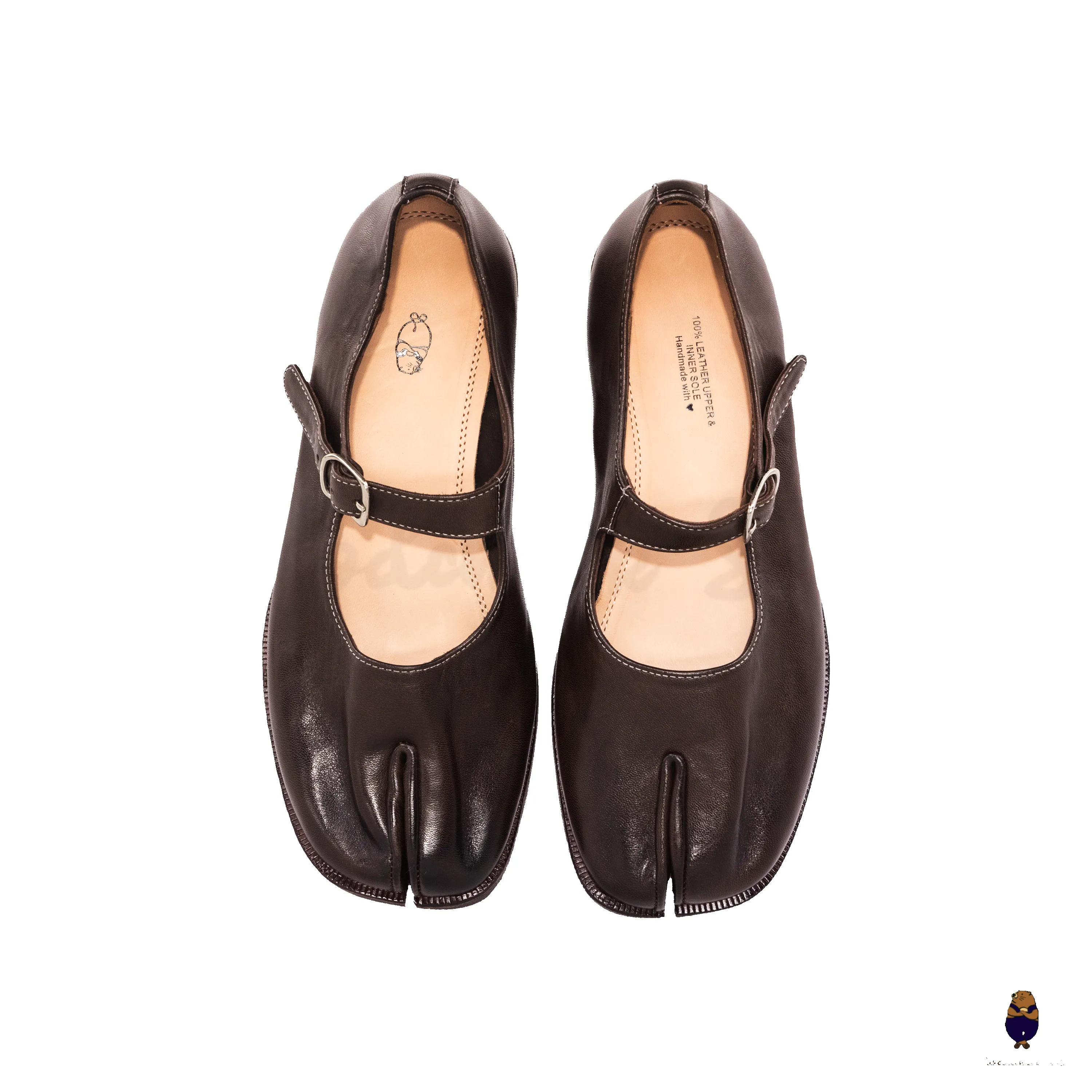 WoodchuckSato Espresso Brown Leather Tabi Mary Jane Shoes sold by WoodChuckSato product image thumbnail 4