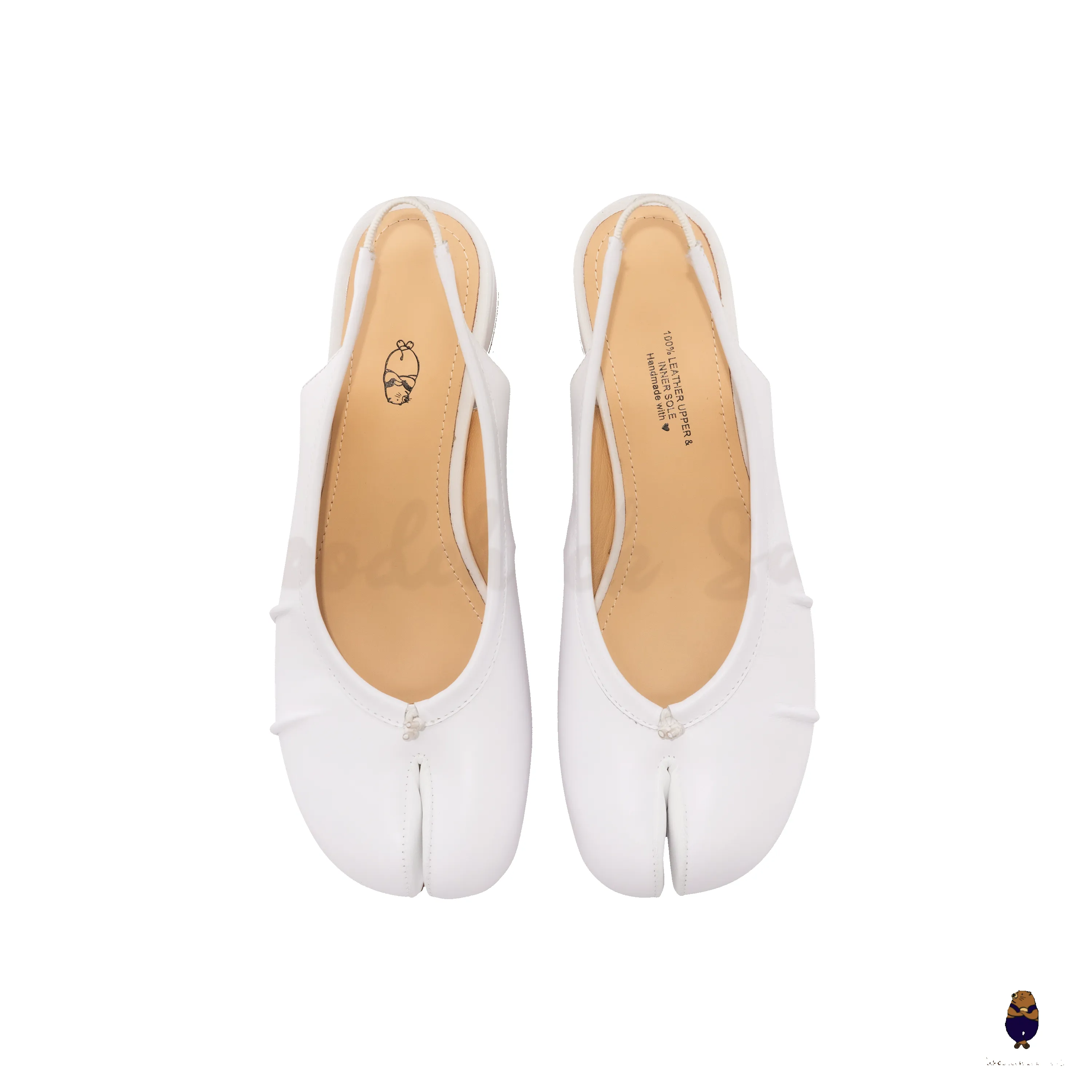 WoodchuckSato White Leather Fold Tabi Slingback Shoes with 3 cm Heel sold by WoodChuckSato product image thumbnail 4