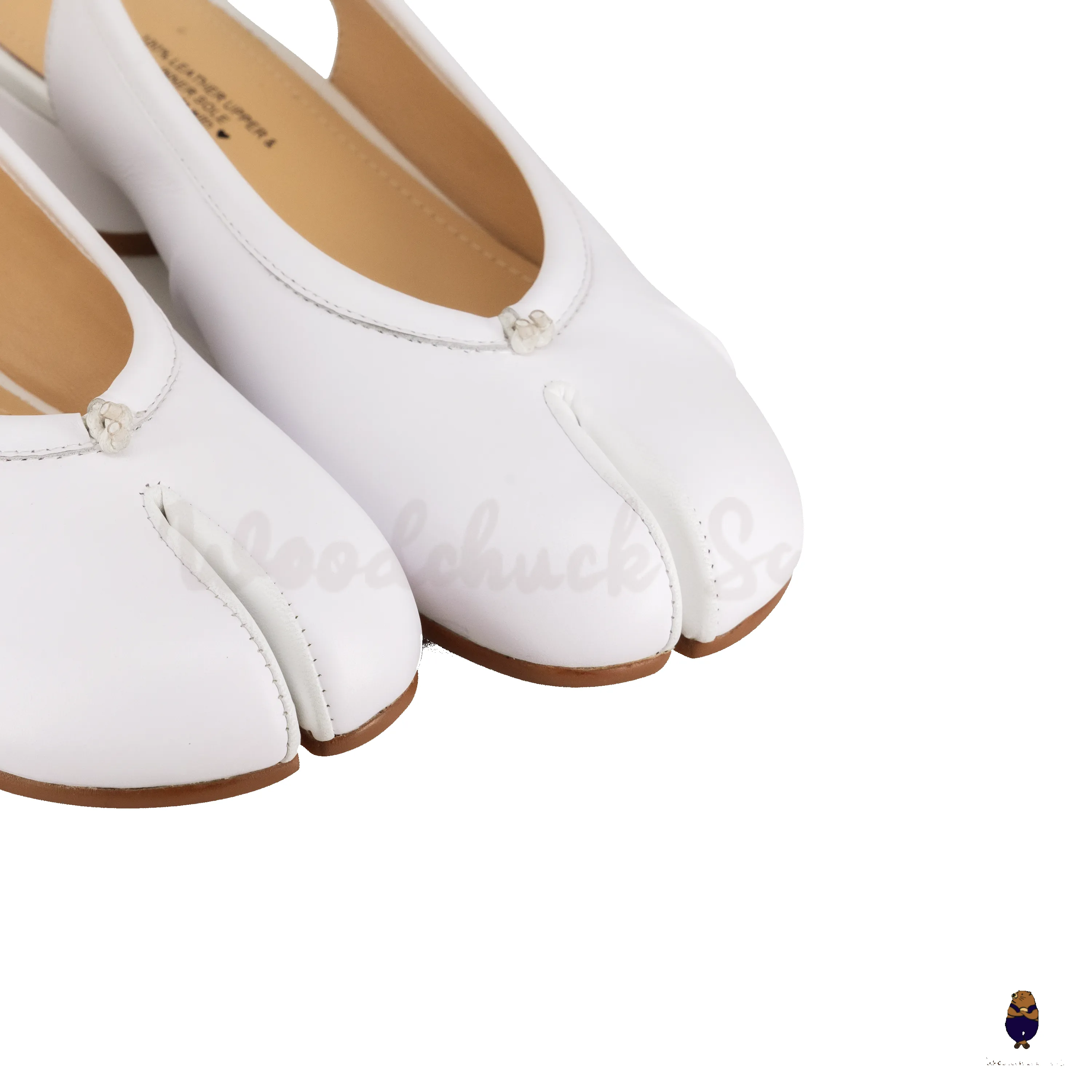 WoodchuckSato White Leather Fold Tabi Slingback Shoes with 3 cm Heel sold by WoodChuckSato product image thumbnail 5
