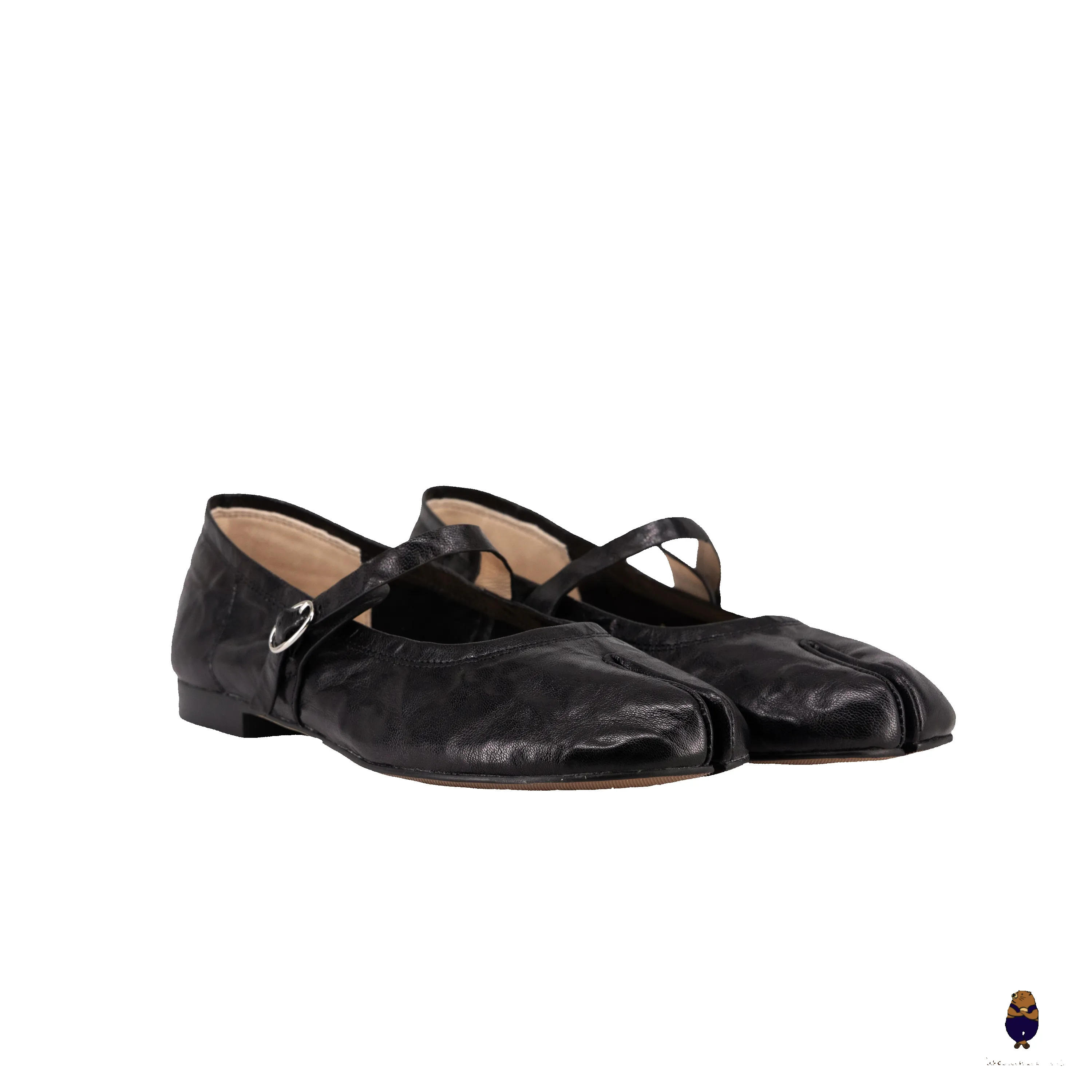 WoodchuckSato Classic Black Leather Tabi Mary Jane Flats sold by WoodChuckSato