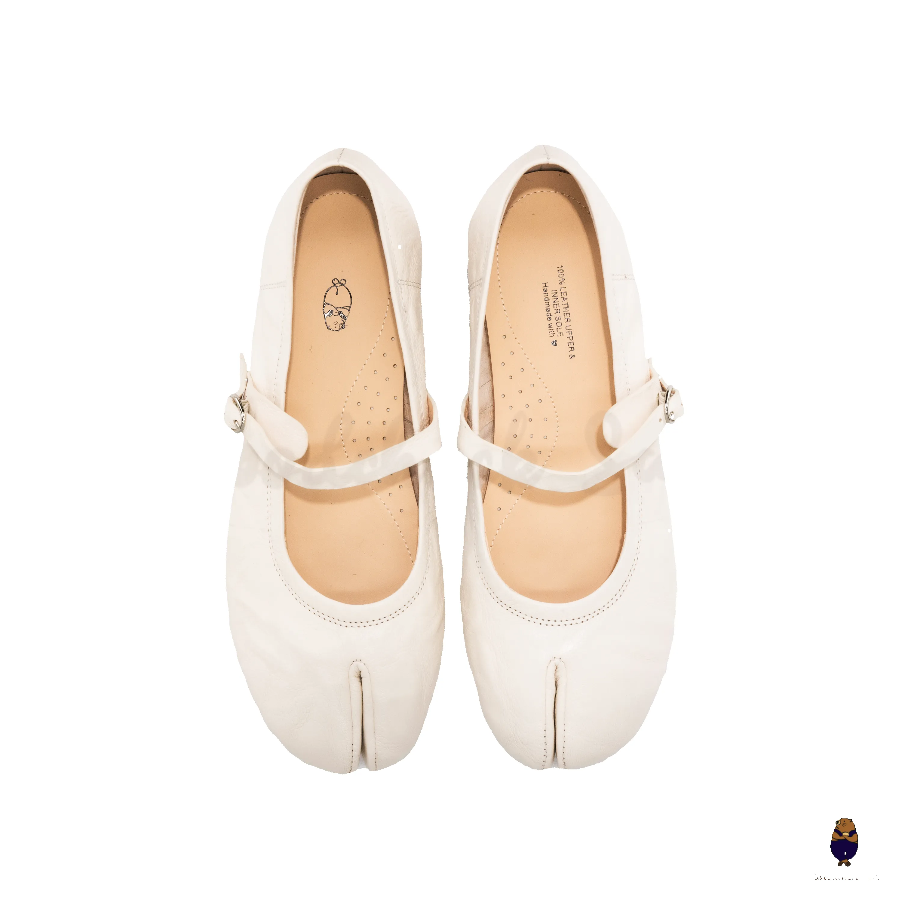 WoodchuckSato Classic Cream Leather Tabi Mary Jane Flats sold by WoodChuckSato product image thumbnail 5
