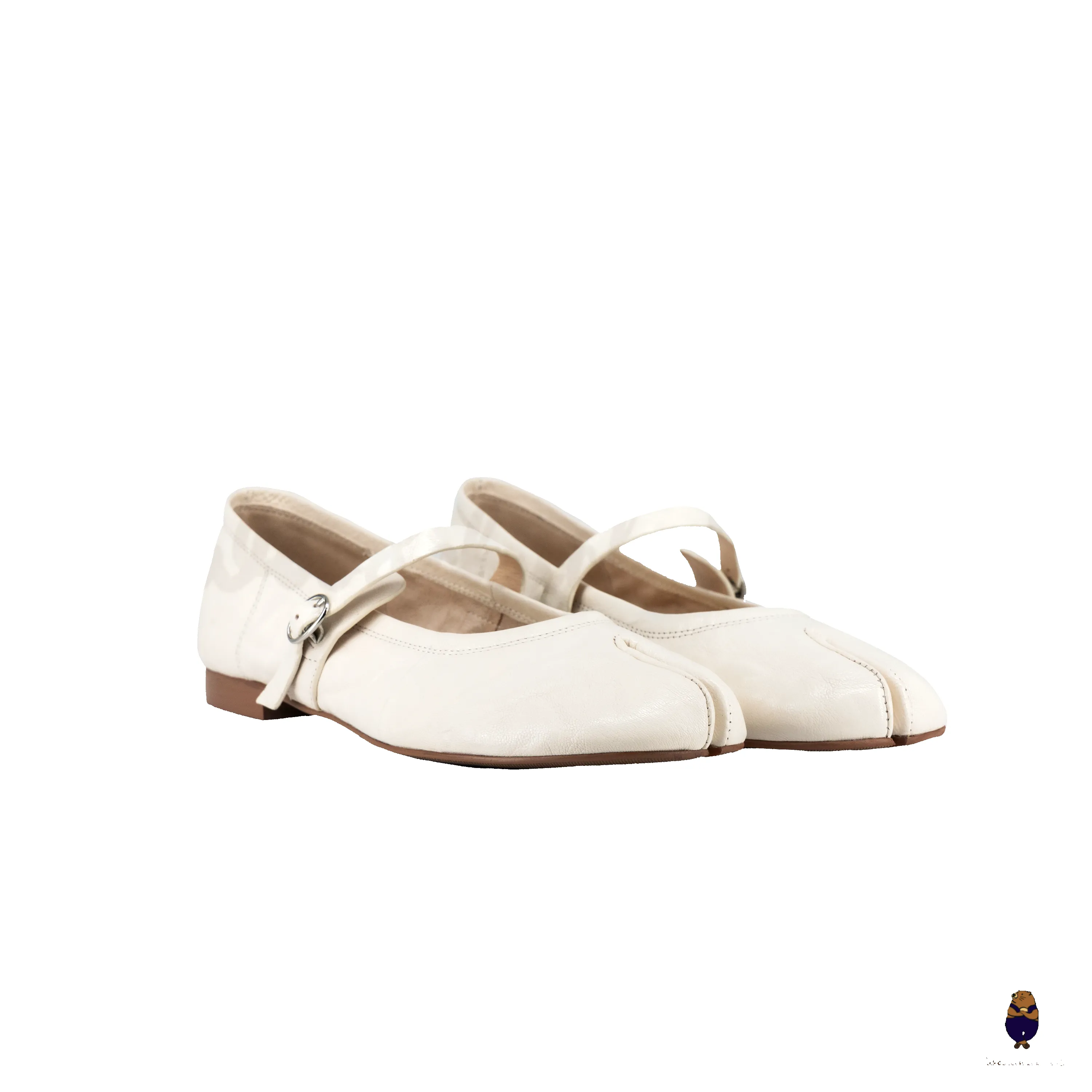 WoodchuckSato Classic Cream Leather Tabi Mary Jane Flats sold by WoodChuckSato