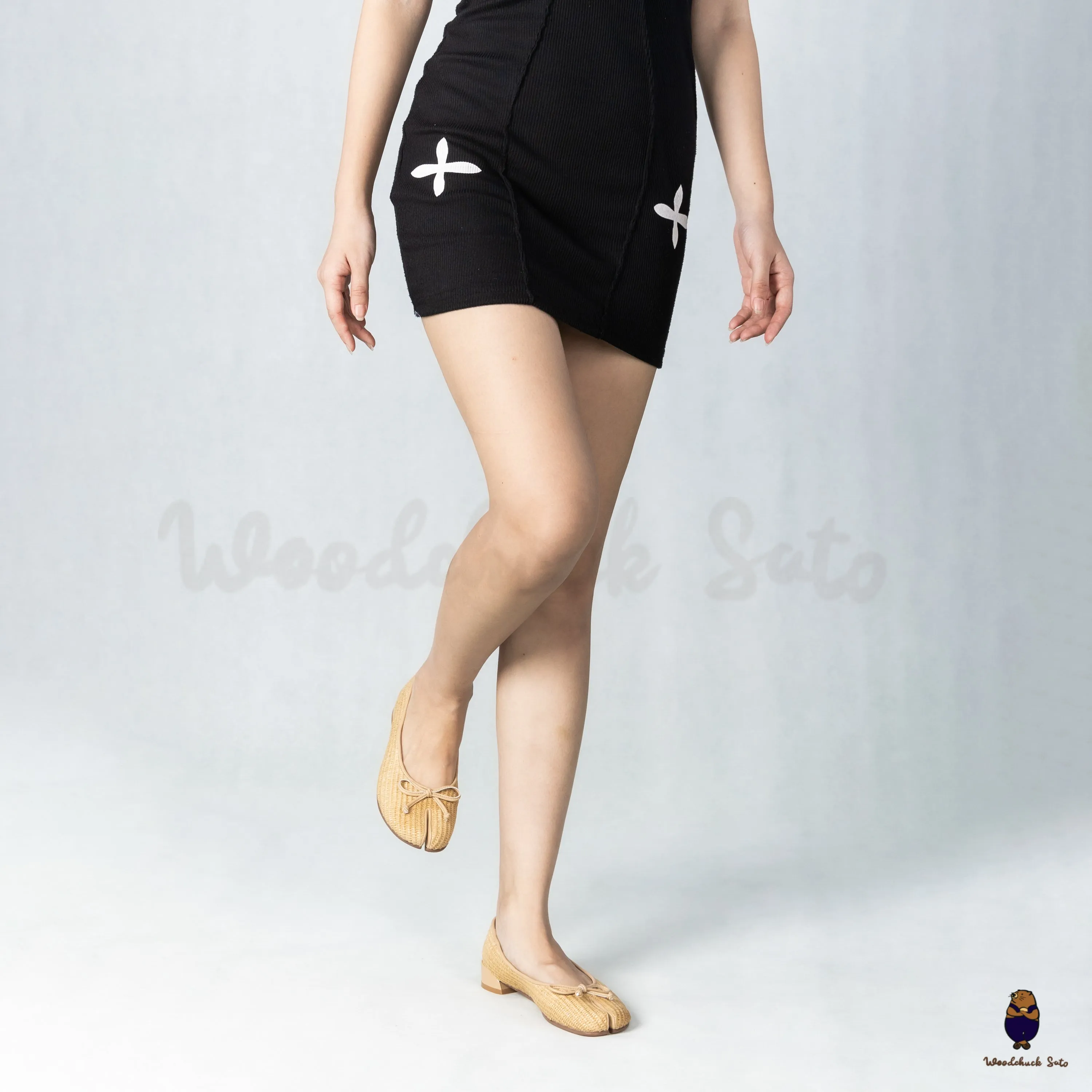 WoodchuckSato Nude PP Straw Woven Tabi Flats with Bow sold by WoodChuckSato product image thumbnail 4