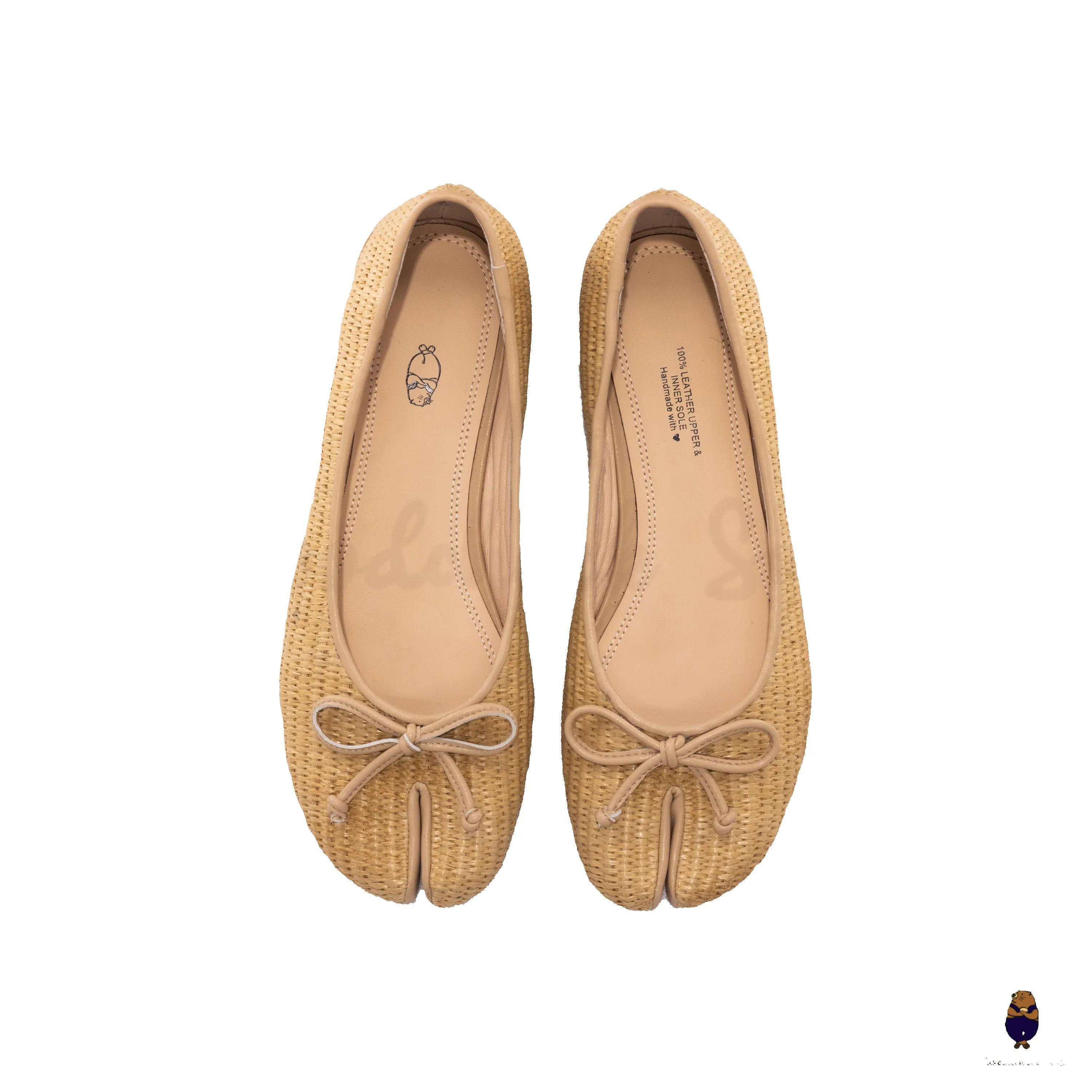 WoodchuckSato Nude PP Straw Woven Tabi Flats with Bow sold by WoodChuckSato product image thumbnail 5