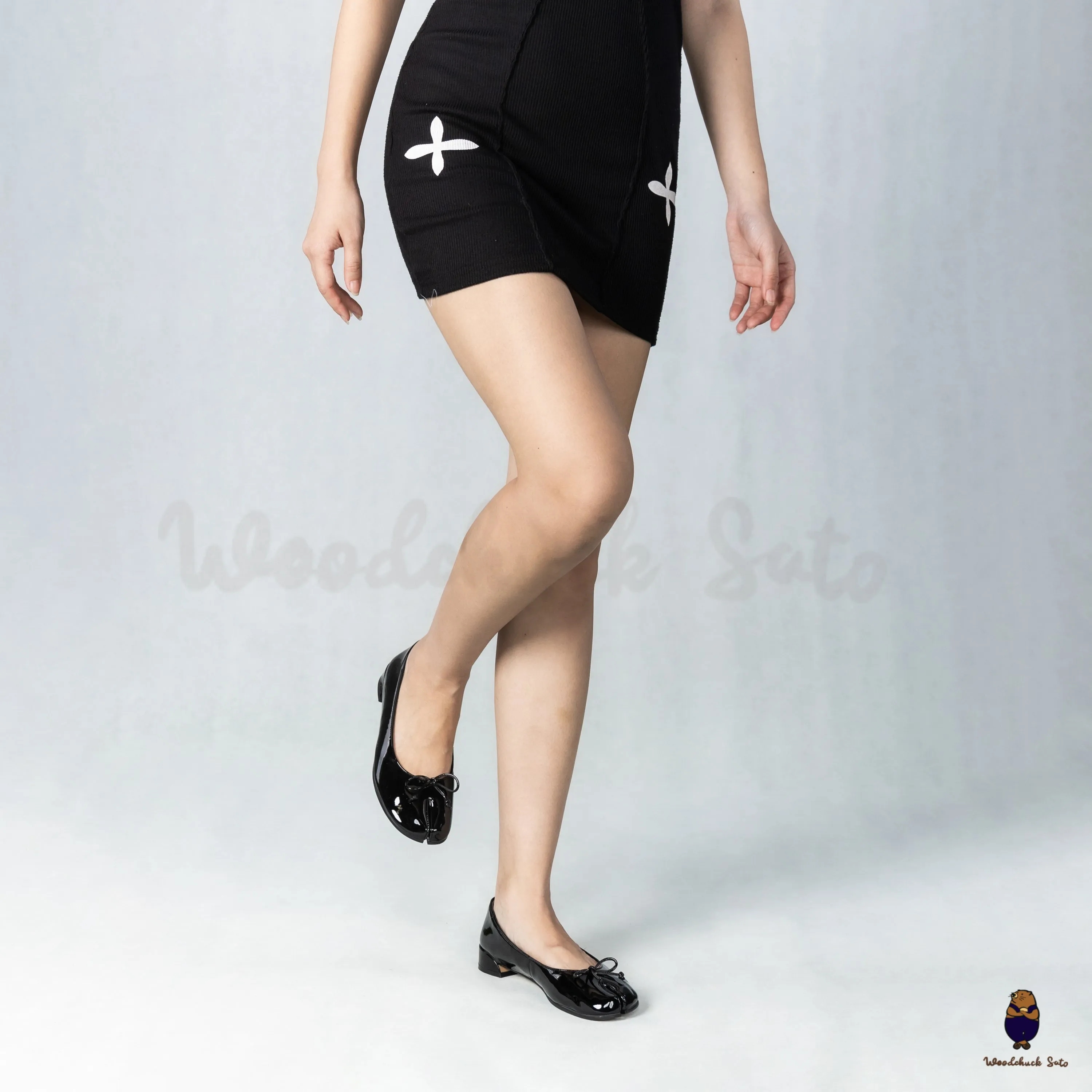 WoodchuckSato Black Patent Cow Leather Tabi Flats with Bow sold by WoodChuckSato product image thumbnail 4