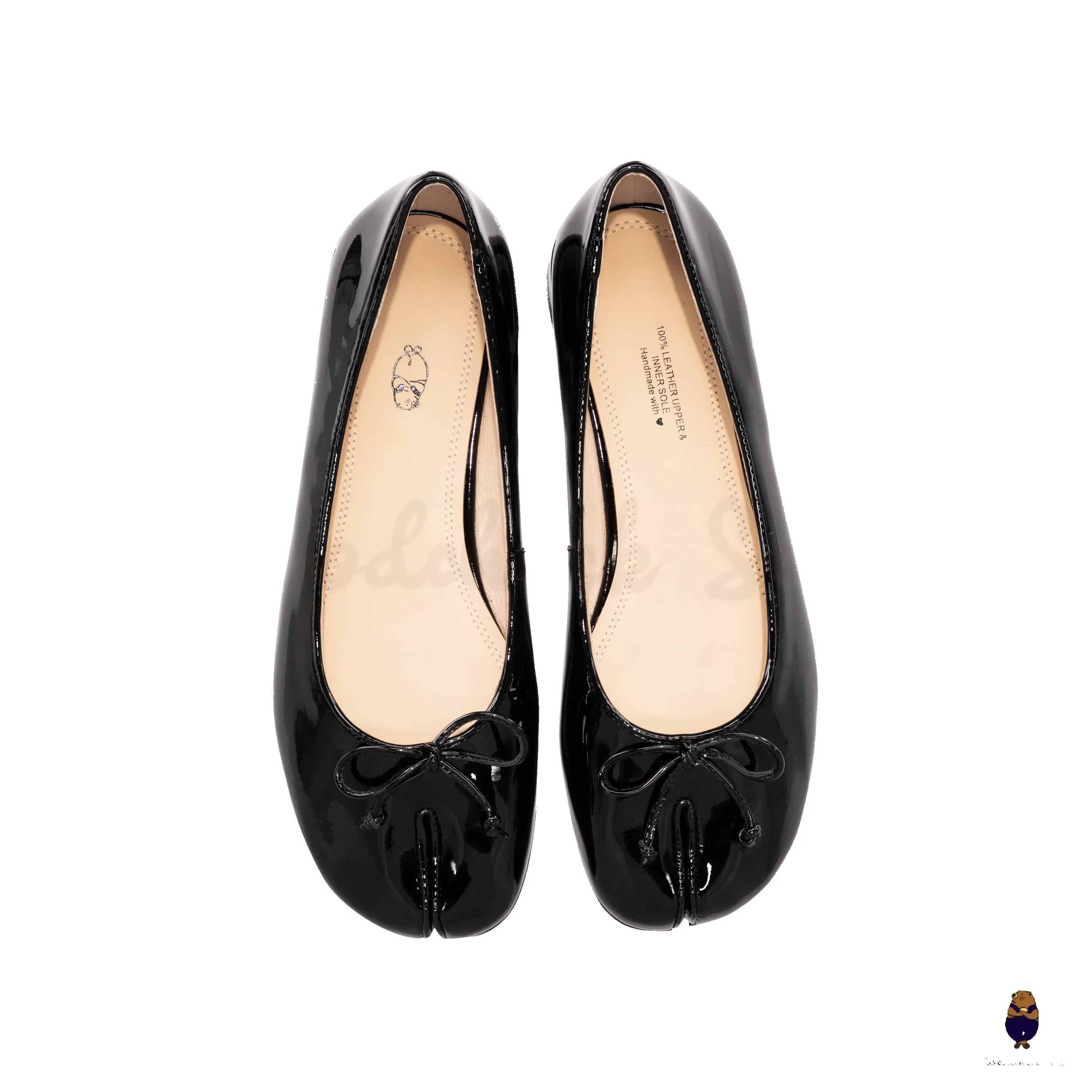 WoodchuckSato Black Patent Cow Leather Tabi Flats with Bow sold by WoodChuckSato product image thumbnail 5