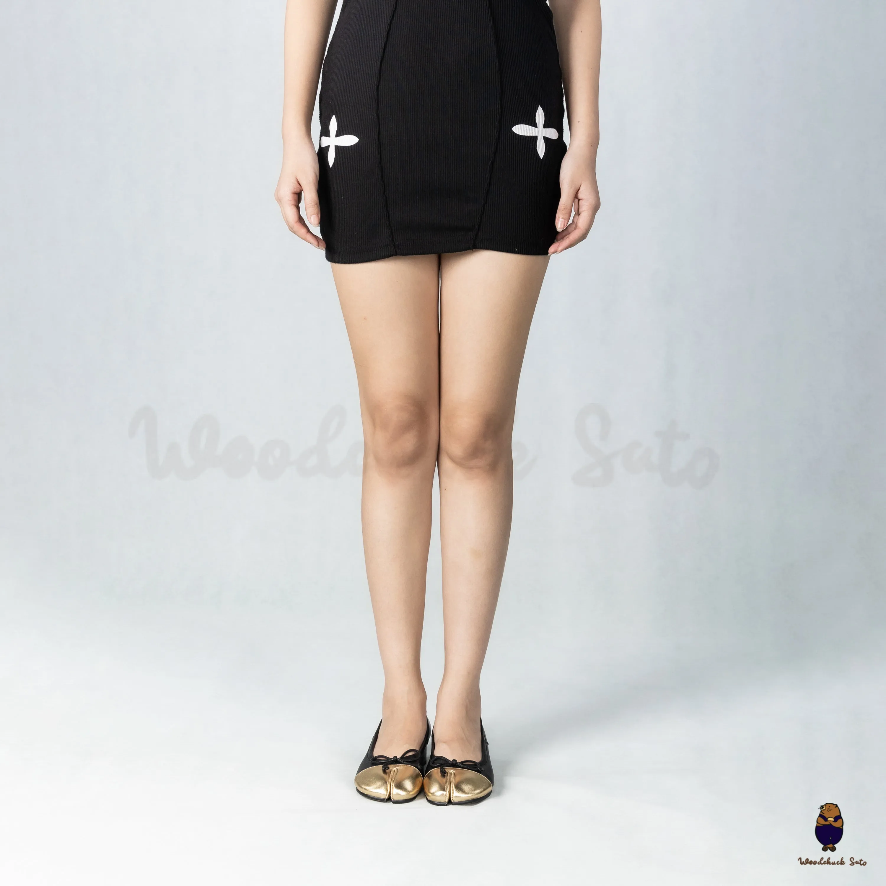 WoodChuckSato Two-Tone Tabi Ballet Heels Black and Golden Sheep Leather 3cm Heel with Bow sold by WoodChuckSato product image thumbnail 2