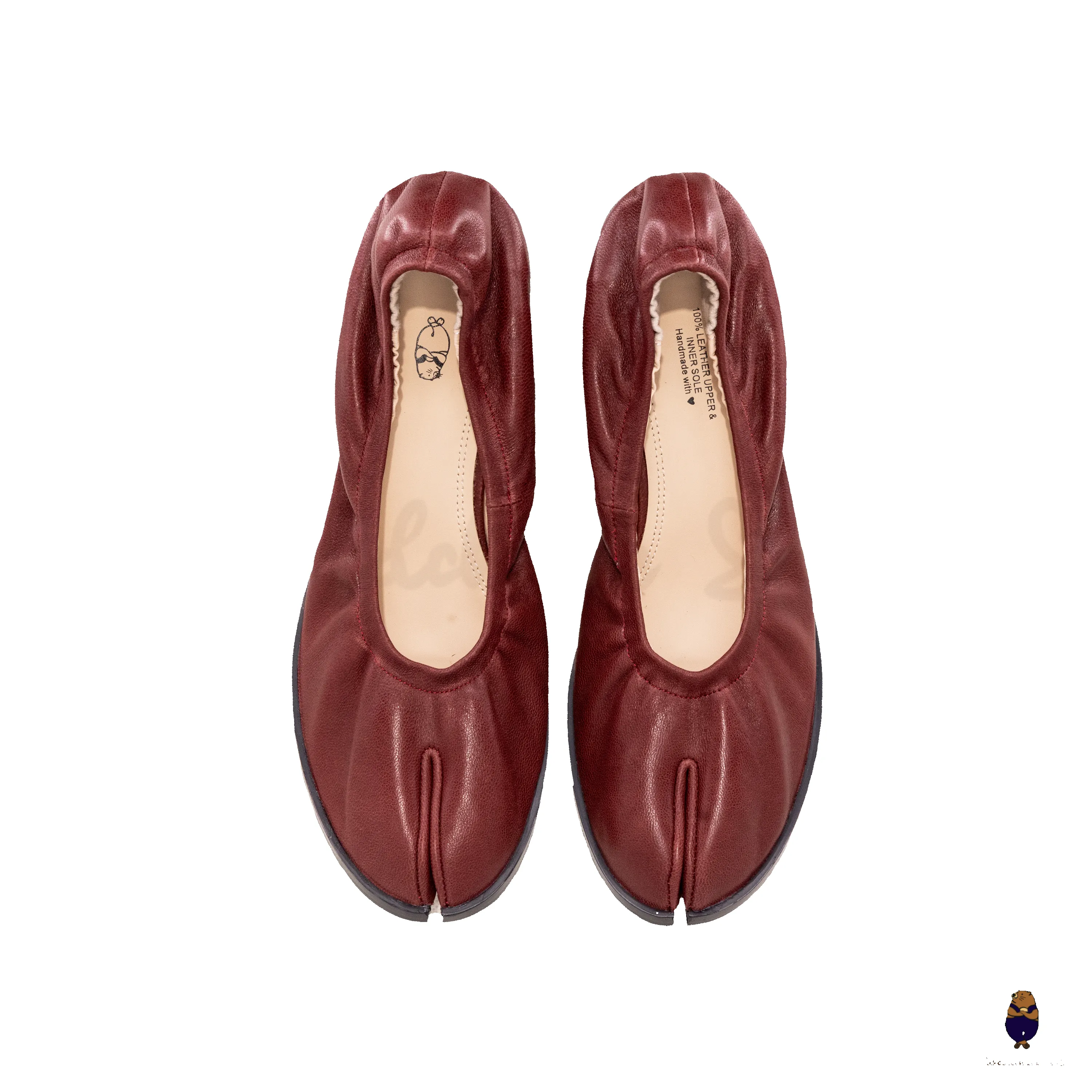 WoodchuckSato Burgundy Leather Tabi Pumps with Elasticized Top 5cm Flared Heel sold by WoodChuckSato product image thumbnail 4