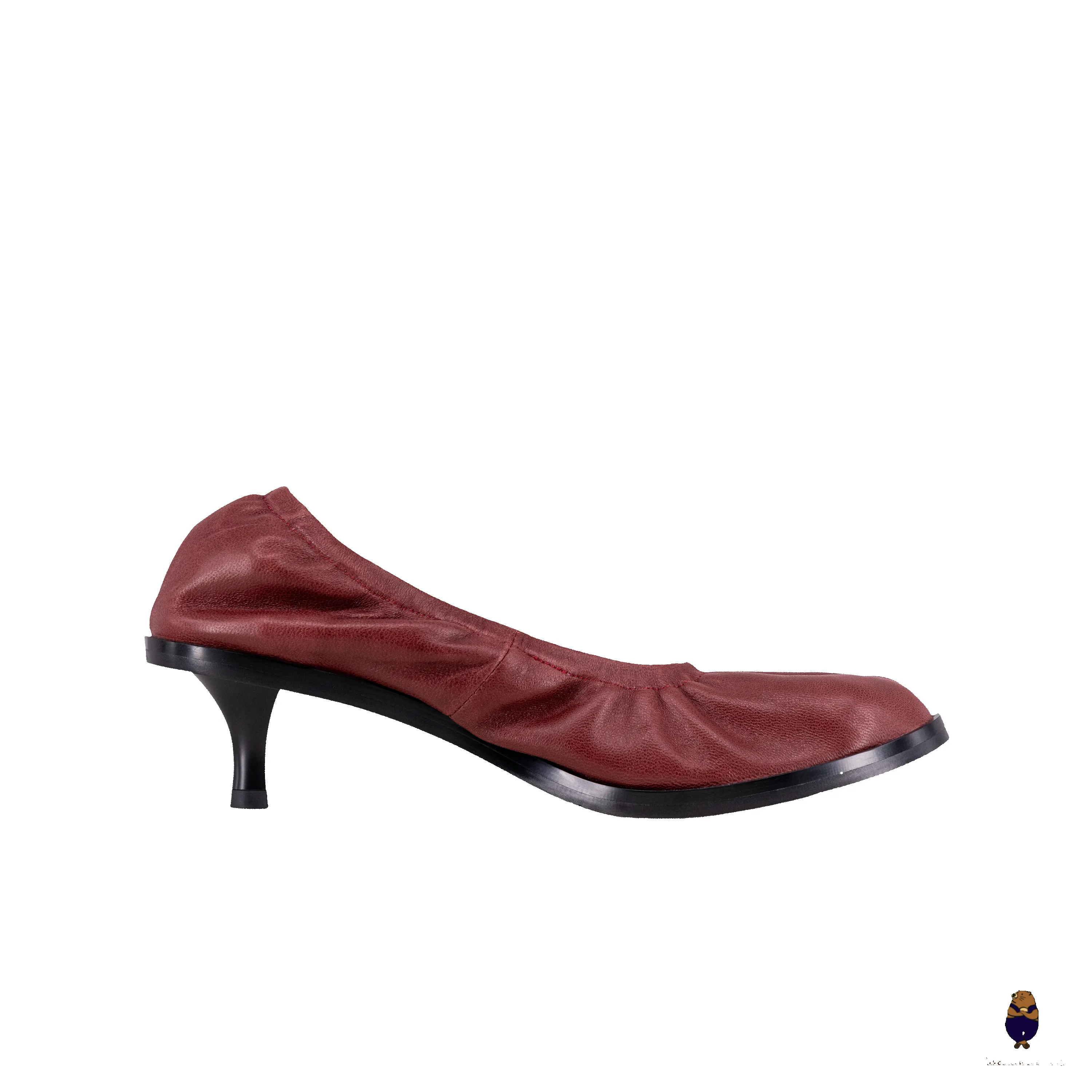 WoodchuckSato Burgundy Leather Tabi Pumps with Elasticized Top 5cm Flared Heel sold by WoodChuckSato product image thumbnail 5