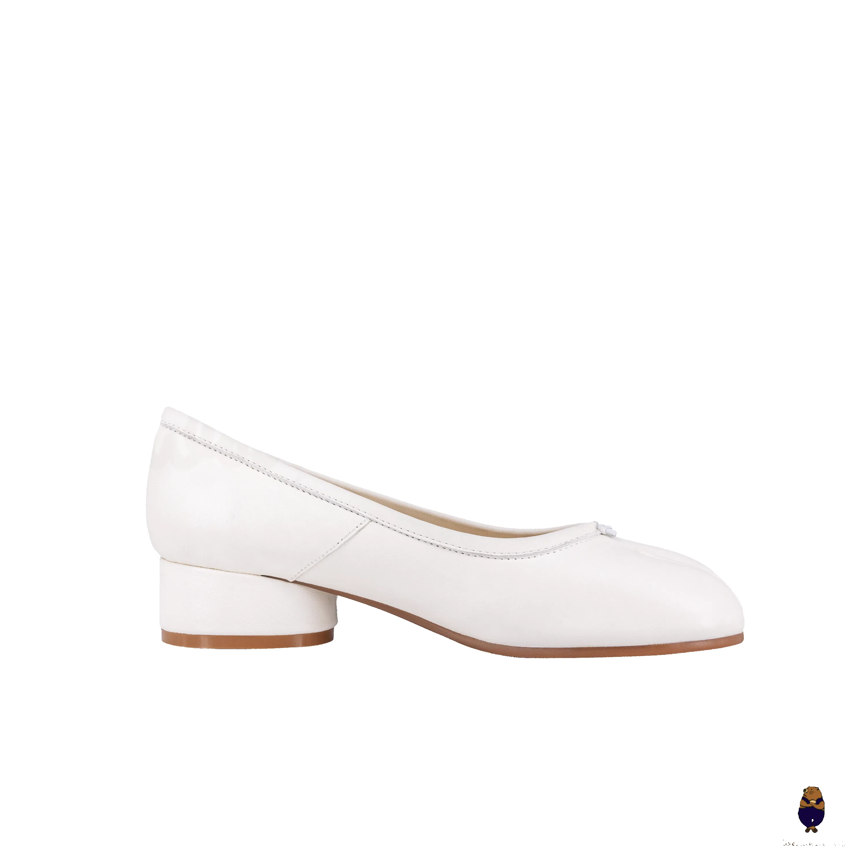 WoodChuckSato White Tabi Split-Toe Sheep Fold Leather Mary Jane Shoes with 3cm Heel sold by WoodChuckSato product image thumbnail 5