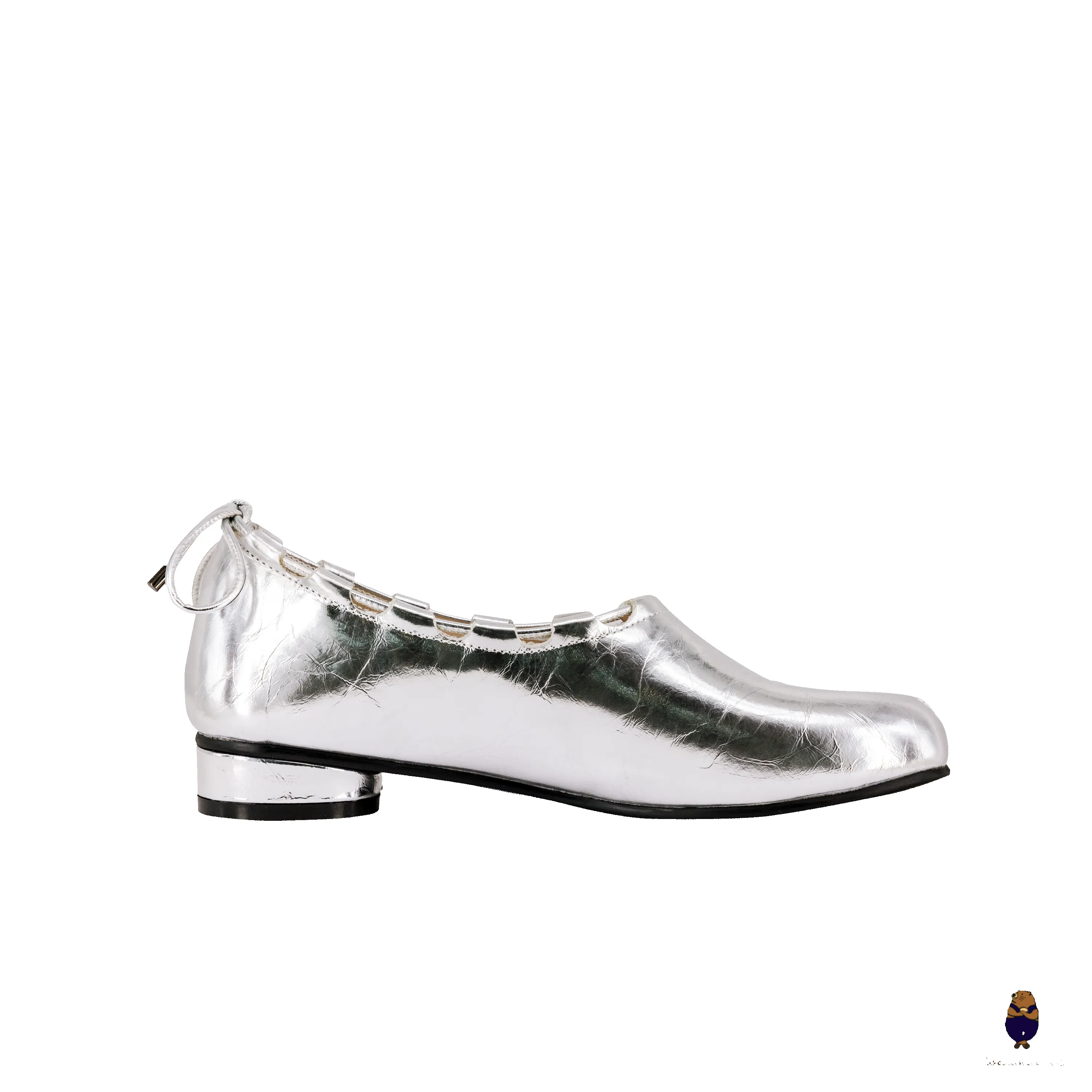 WoodchuckSato Silver Leather Tabi Heeled Flats with Black Rope Trim Sizes sold by WoodChuckSato product image thumbnail 5