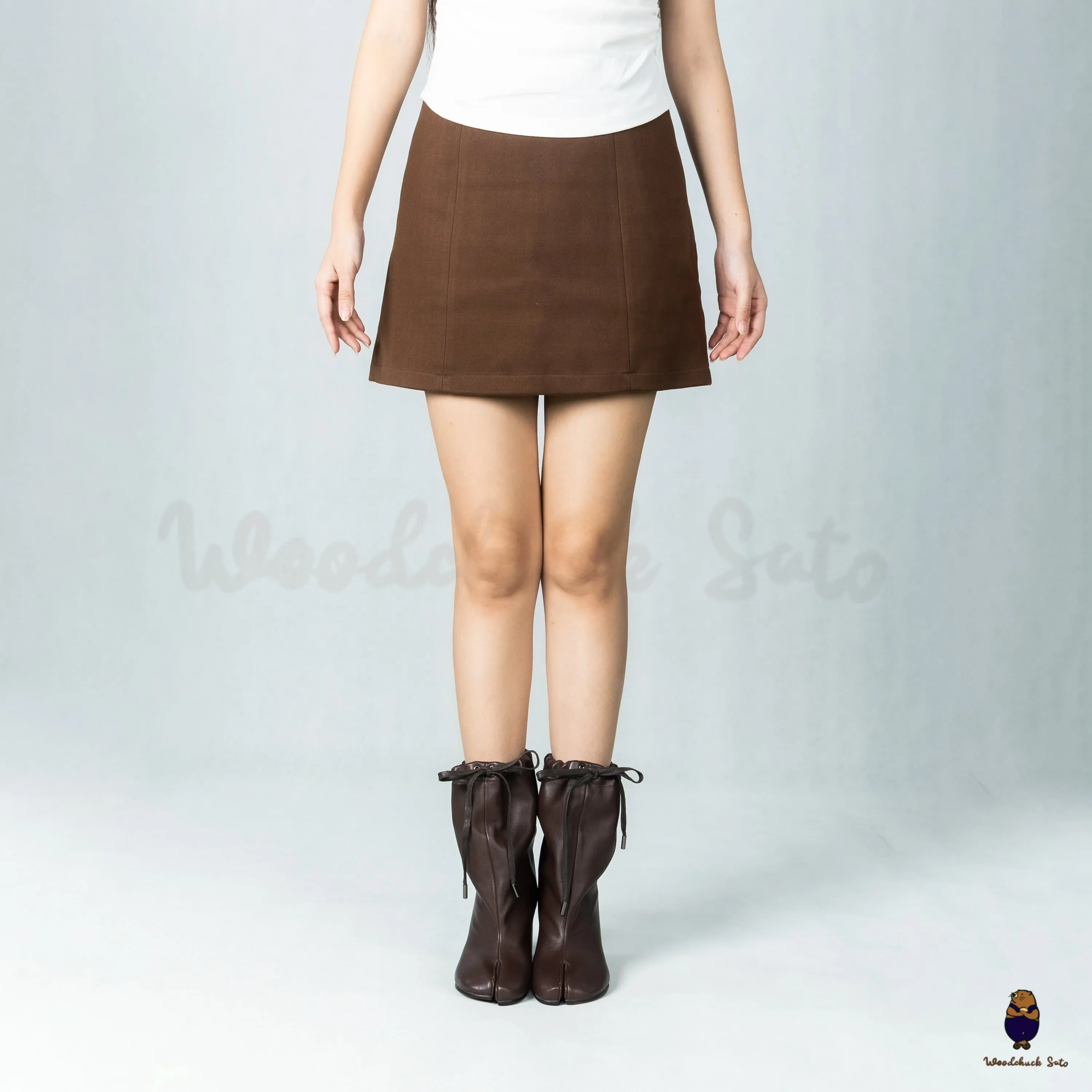 WoodchuckSato Mocha Brown Cow Leather Drawstring Tabi Ankle Boots with 8 cm Heel sold by WoodChuckSato product image thumbnail 3