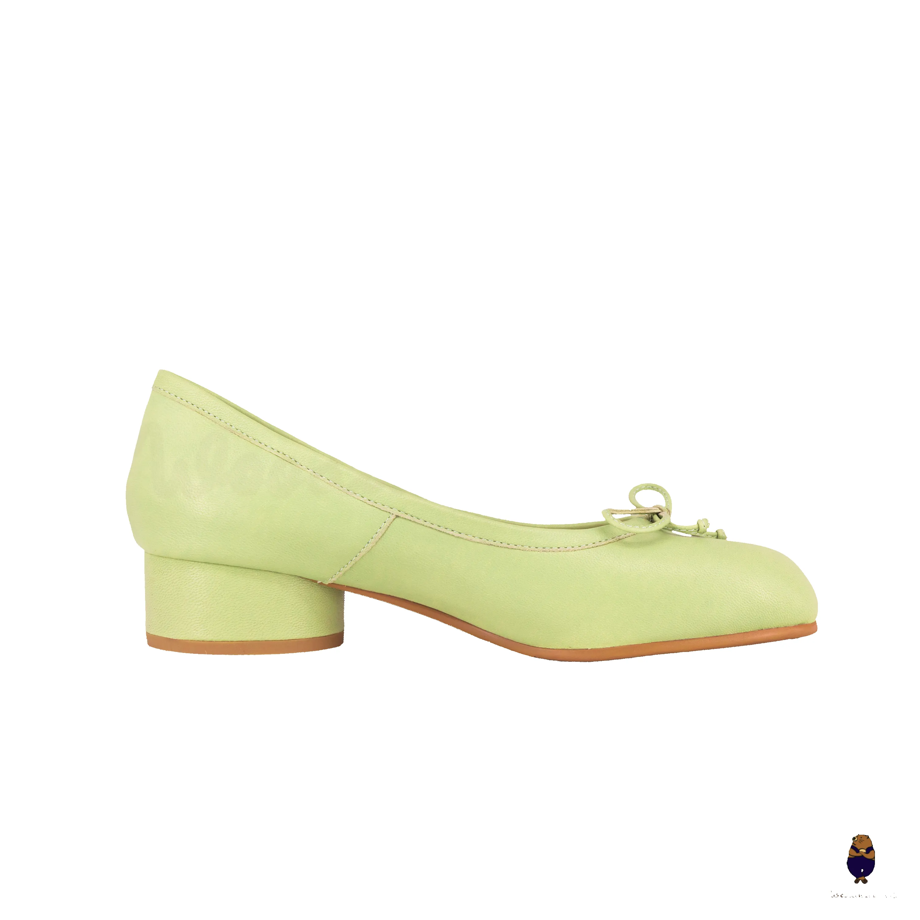 WoodchuckSato Green Sheep Leather Tabi 3 cm Heel Pumps with Bow sold by WoodChuckSato product image thumbnail 5