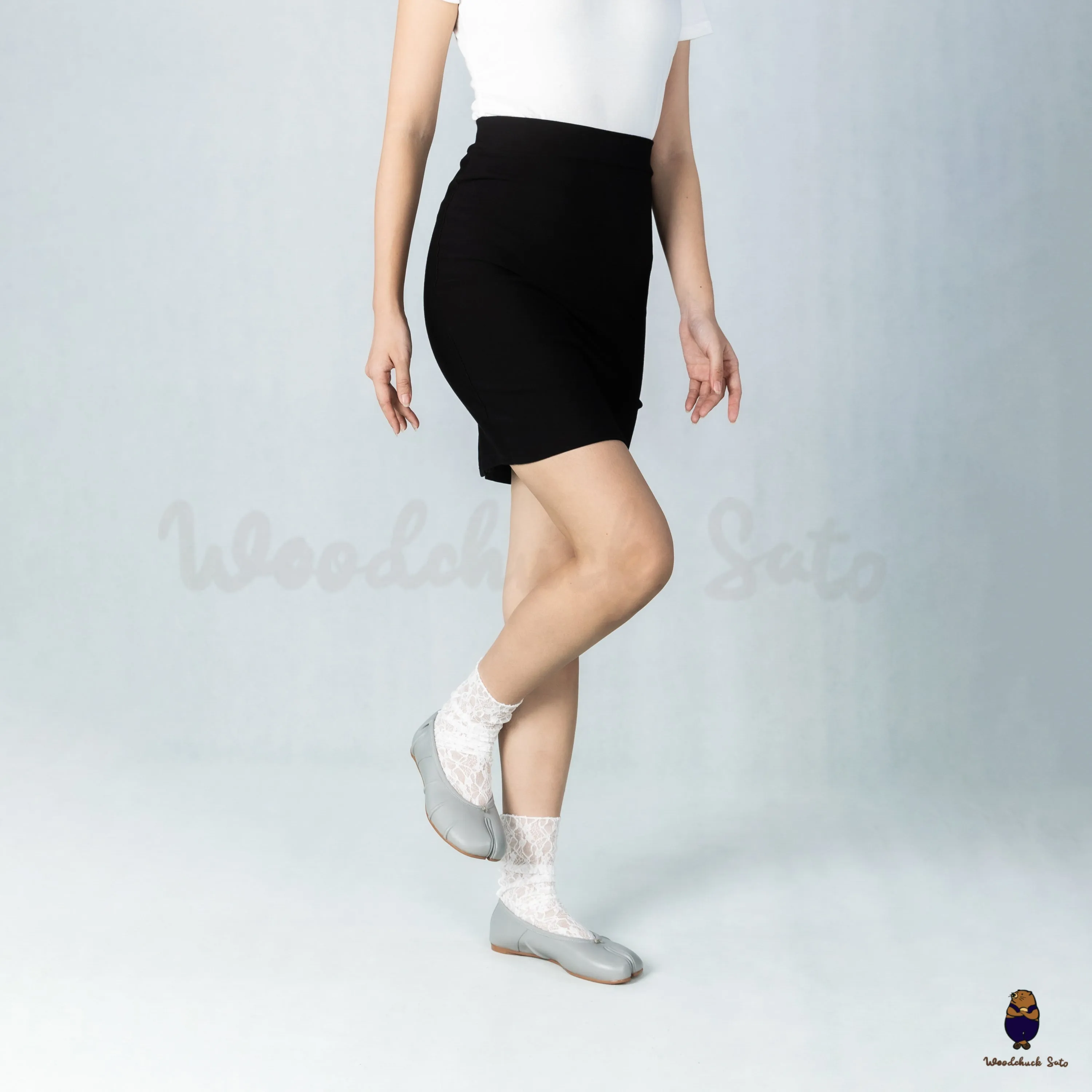 WoodchuckSato Blue Leather Tabi Ballet Flats with Ruched Detailing sold by WoodChuckSato product image thumbnail 4