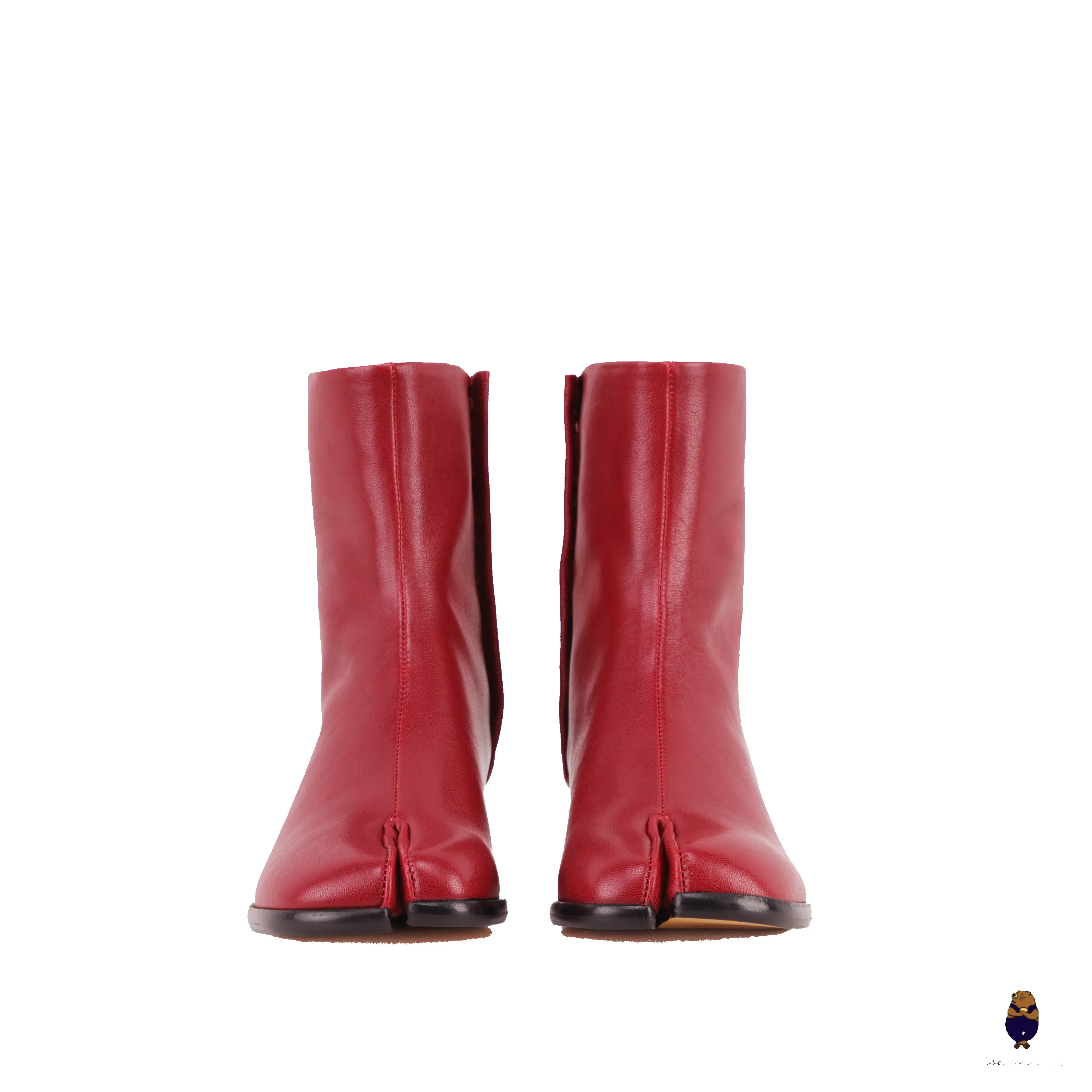 WoodchuckSato Crimson Red Cow Leather Tabi Ankle Boots with 3 cm Heel sold by WoodChuckSato product image thumbnail 4
