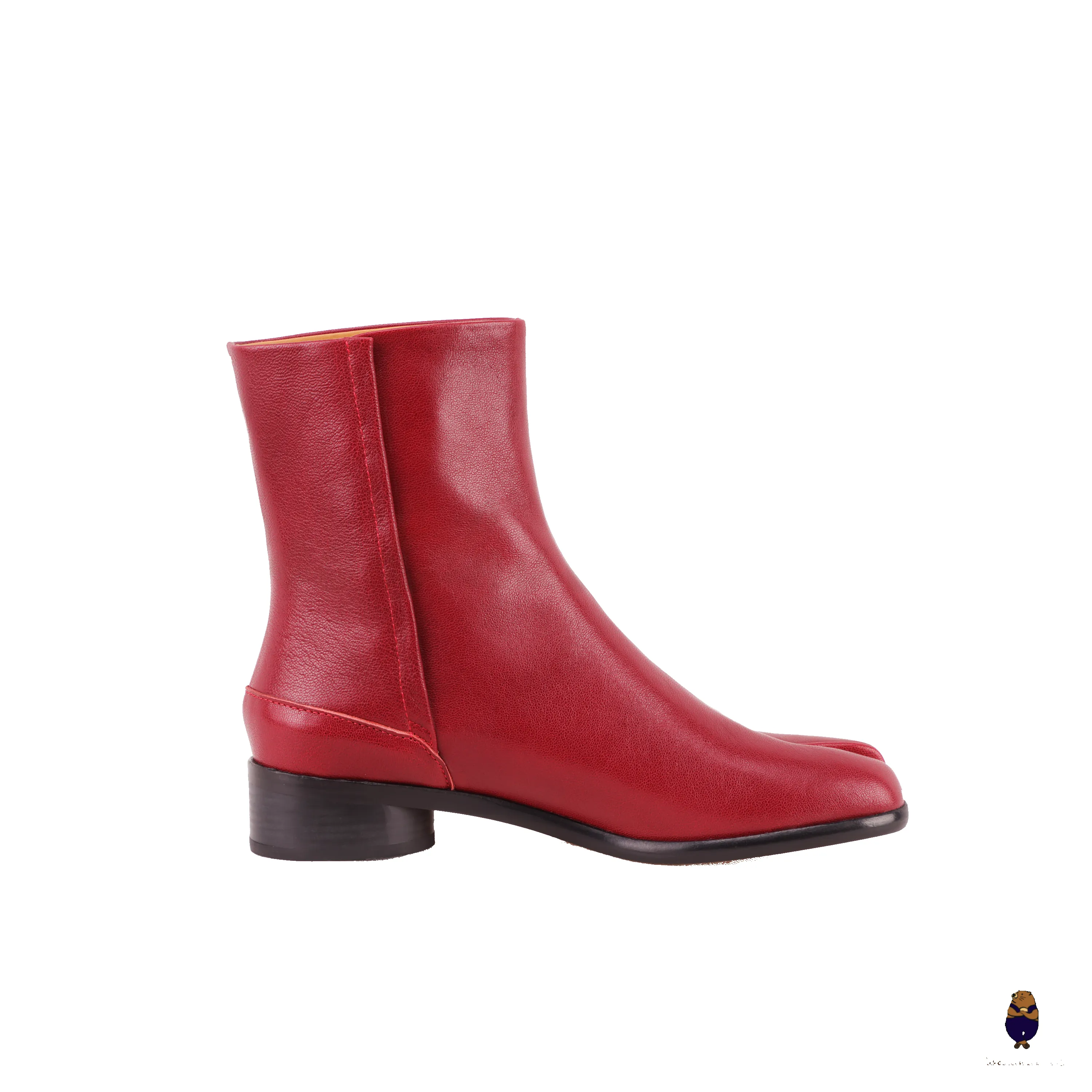 WoodchuckSato Crimson Red Cow Leather Tabi Ankle Boots with 3 cm Heel sold by WoodChuckSato product image thumbnail 5