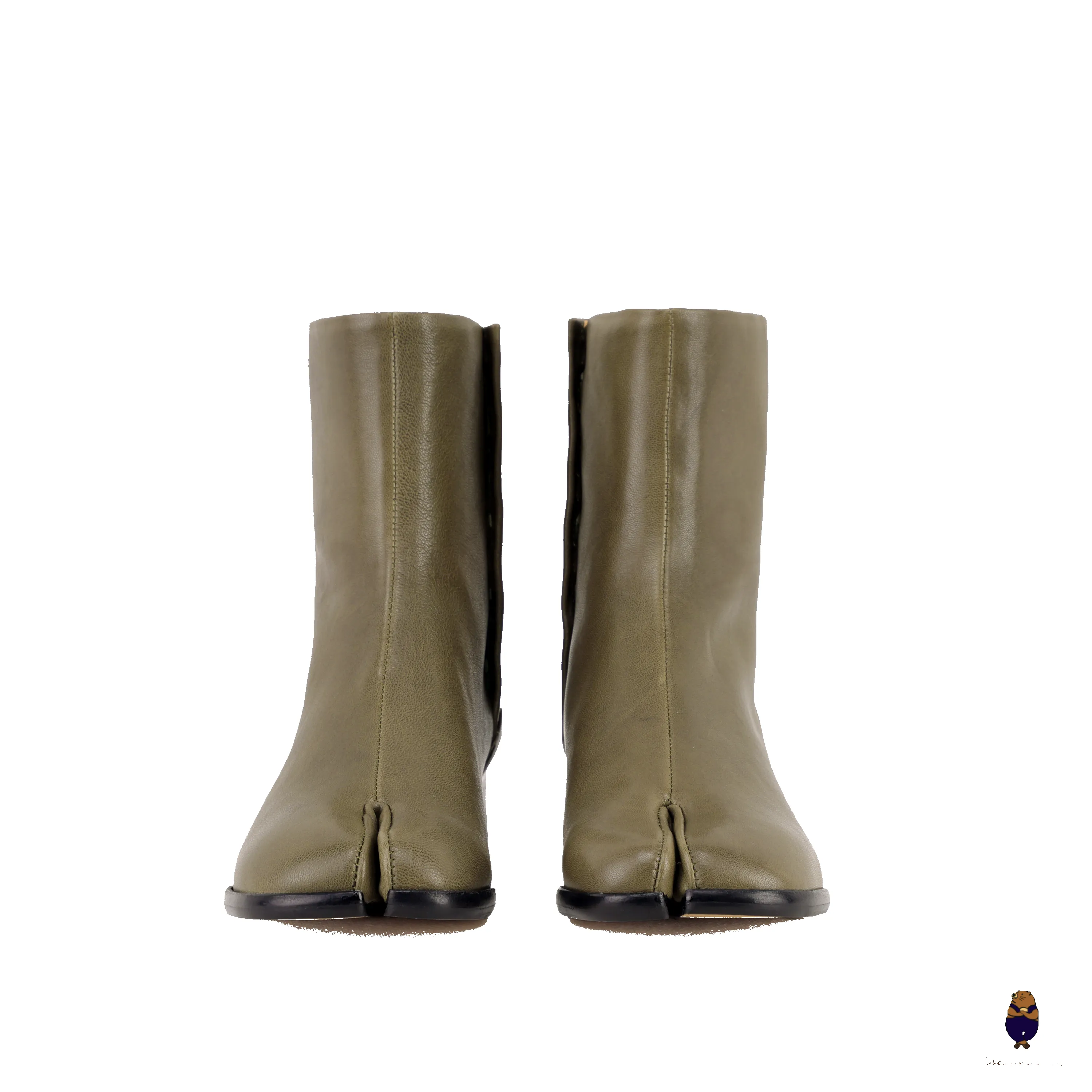 WoodchuckSato Olive Green Cow Leather Tabi Ankle Boots with 3 cm Heel sold by WoodChuckSato product image thumbnail 2