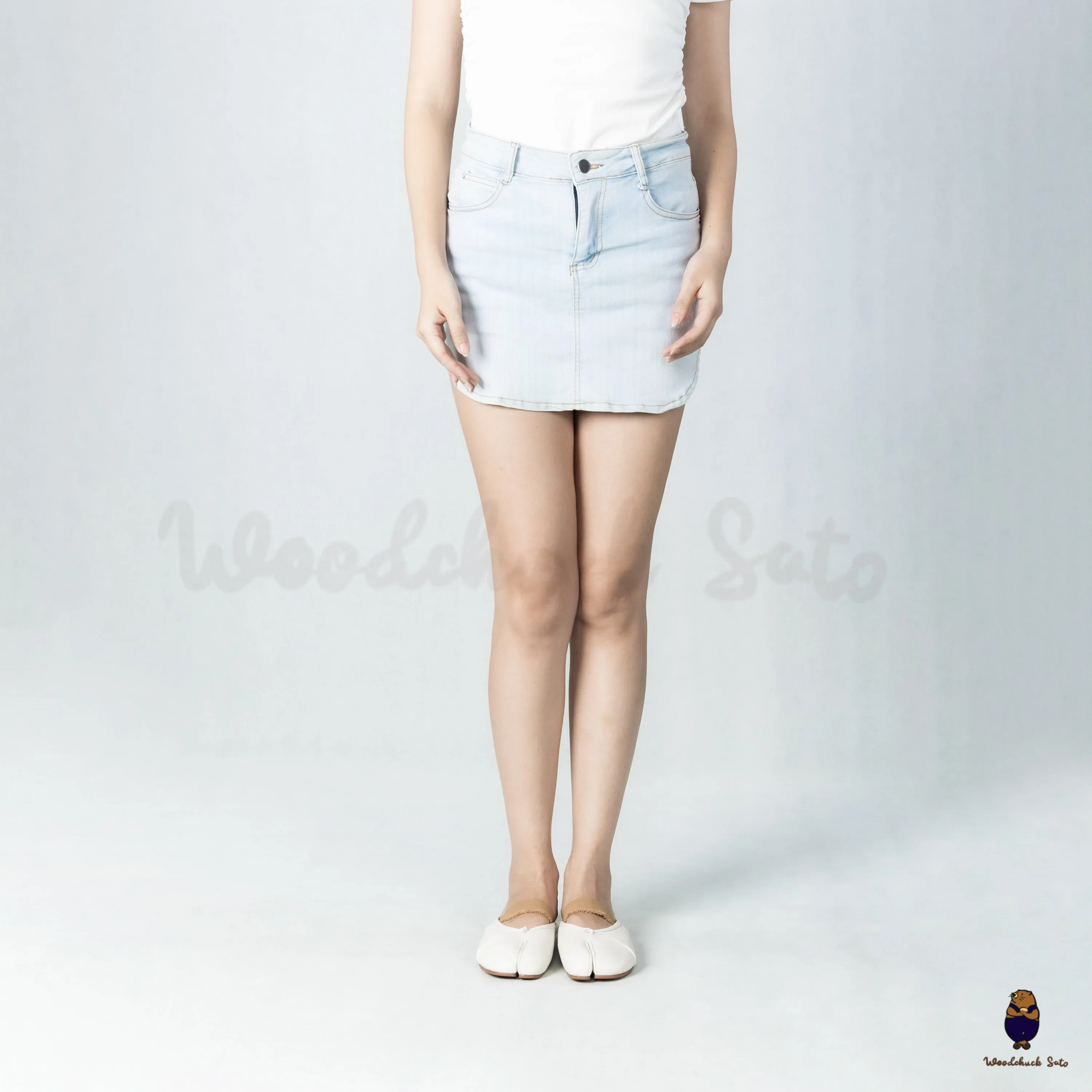 WoodchuckSato White Fold Leather Tabi Mules with Beige Elastic Strap sold by WoodChuckSato product image thumbnail 3