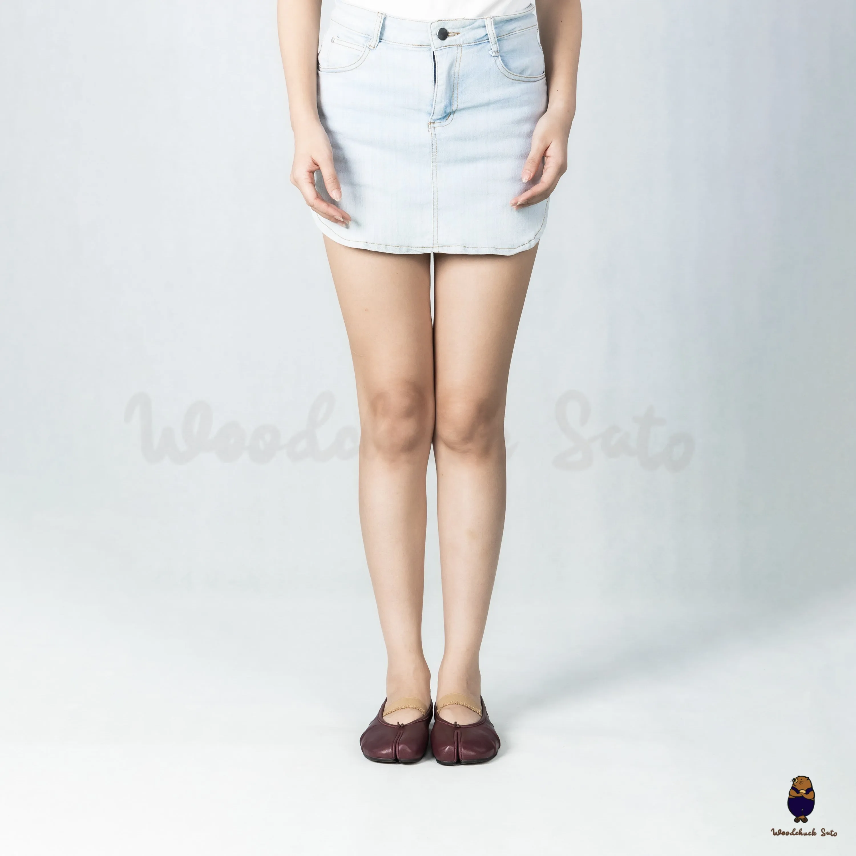 WoodchuckSato Burgundy Fold Leather Tabi Flats with Beige Elastic Strap sold by WoodChuckSato product image thumbnail 3