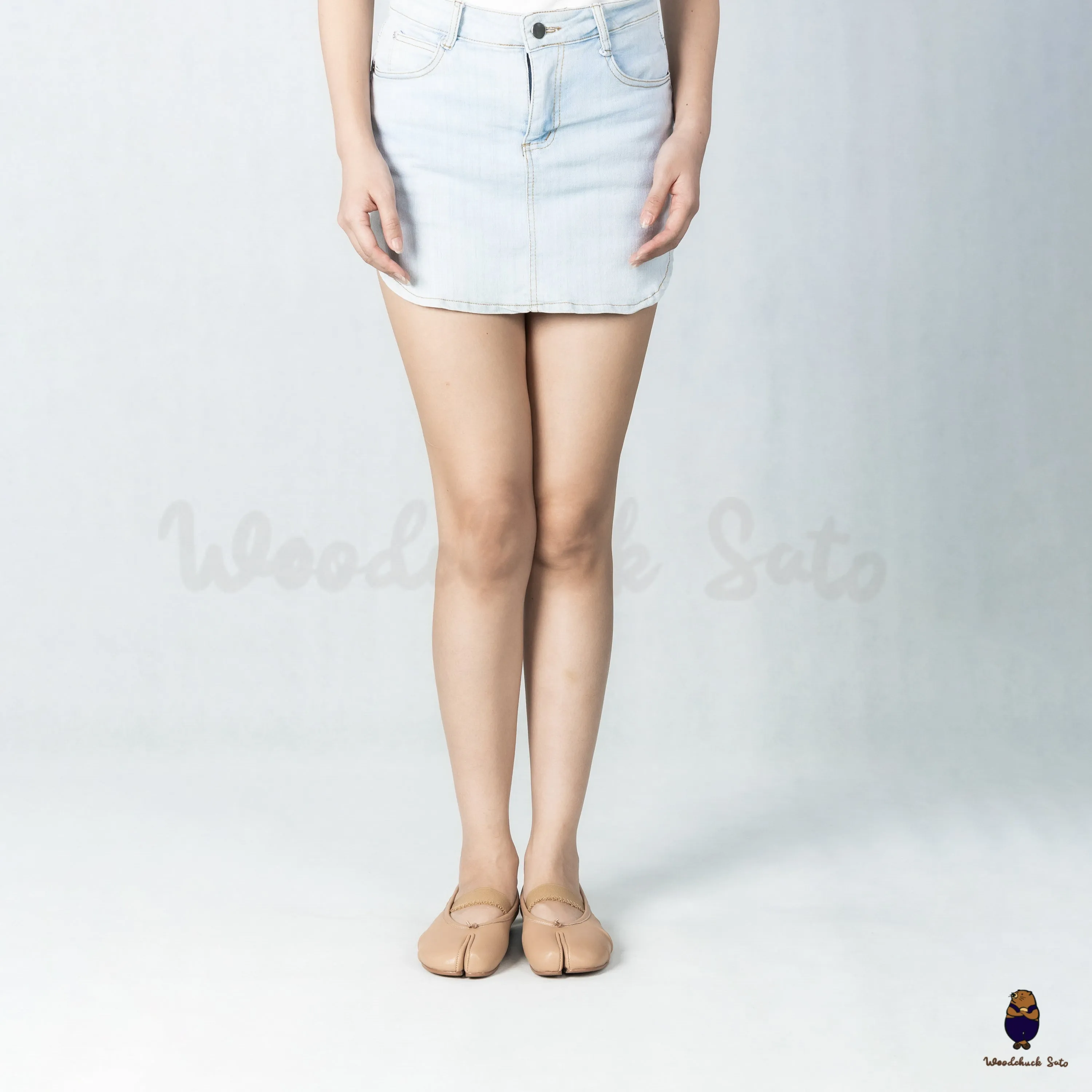 WoodchuckSato Beige Leather Tabi Flats with Ruched and Beige Elastic Strap sold by WoodChuckSato product image thumbnail 3