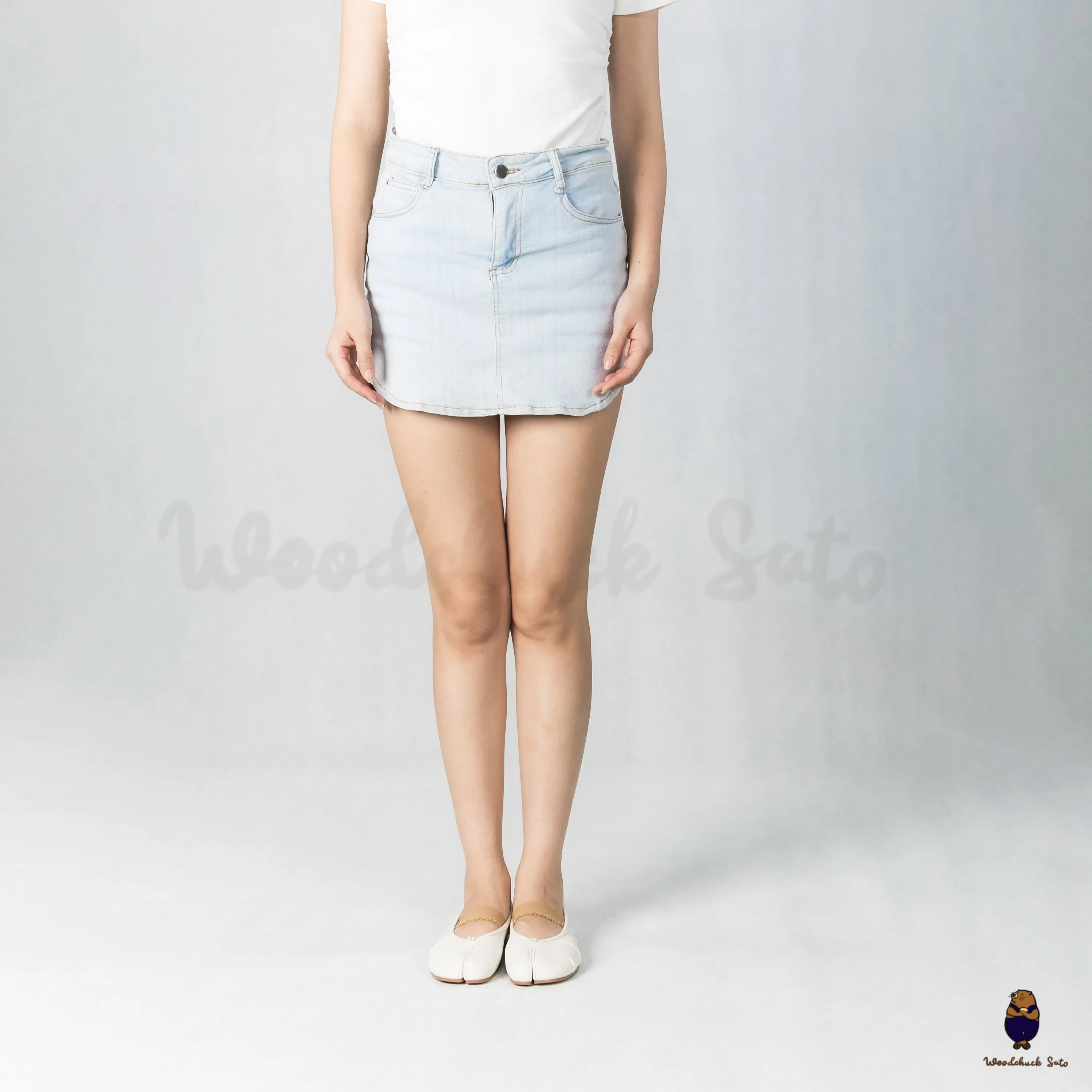 WoodchuckSato White Fold Leather Tabi Flats with Beige Elastic Strap sold by WoodChuckSato product image thumbnail 3