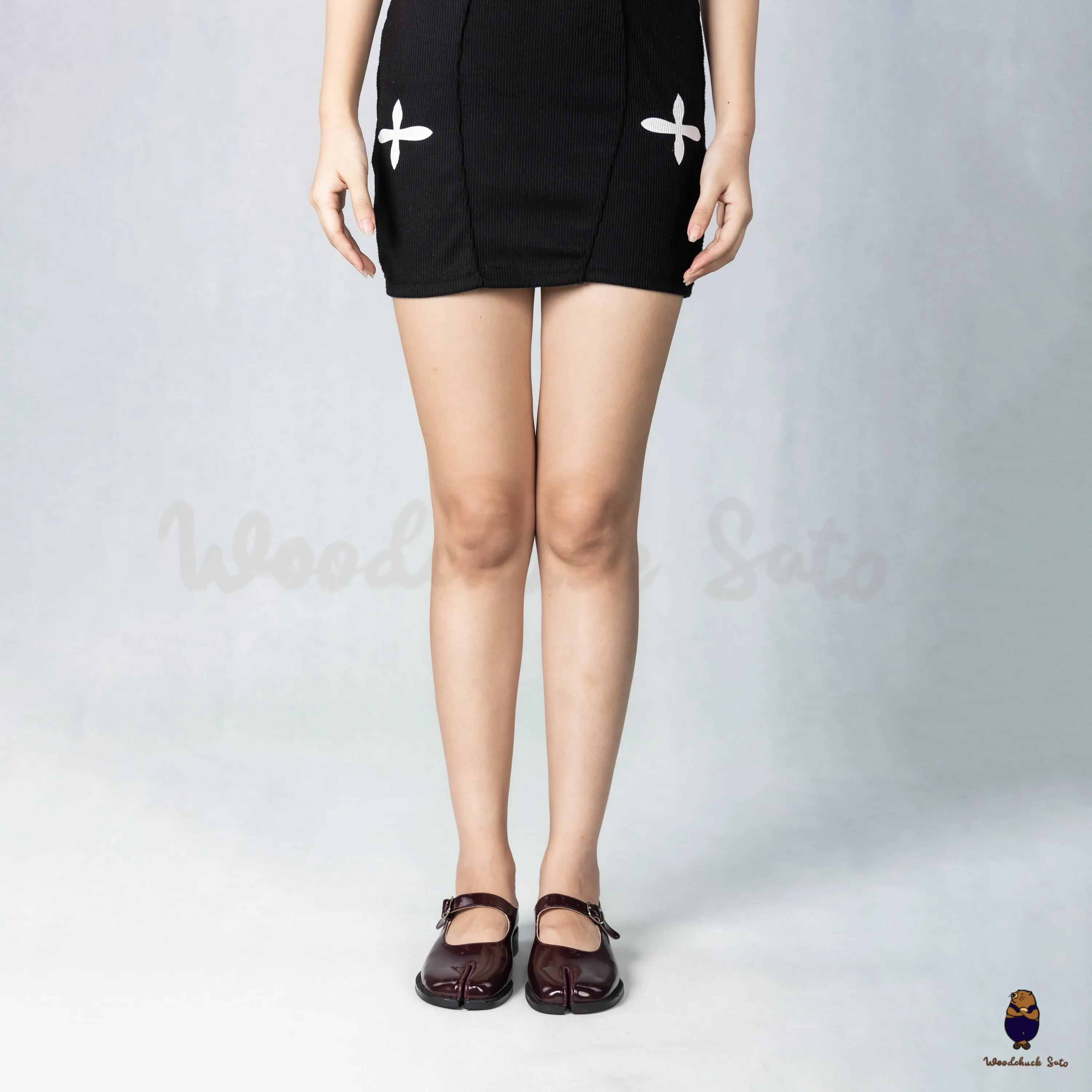 WoodchuckSato Burgundy Edge-Beaded Cowhide Leather Tabi Mary Jane Shoes sold by WoodChuckSato product image thumbnail 2