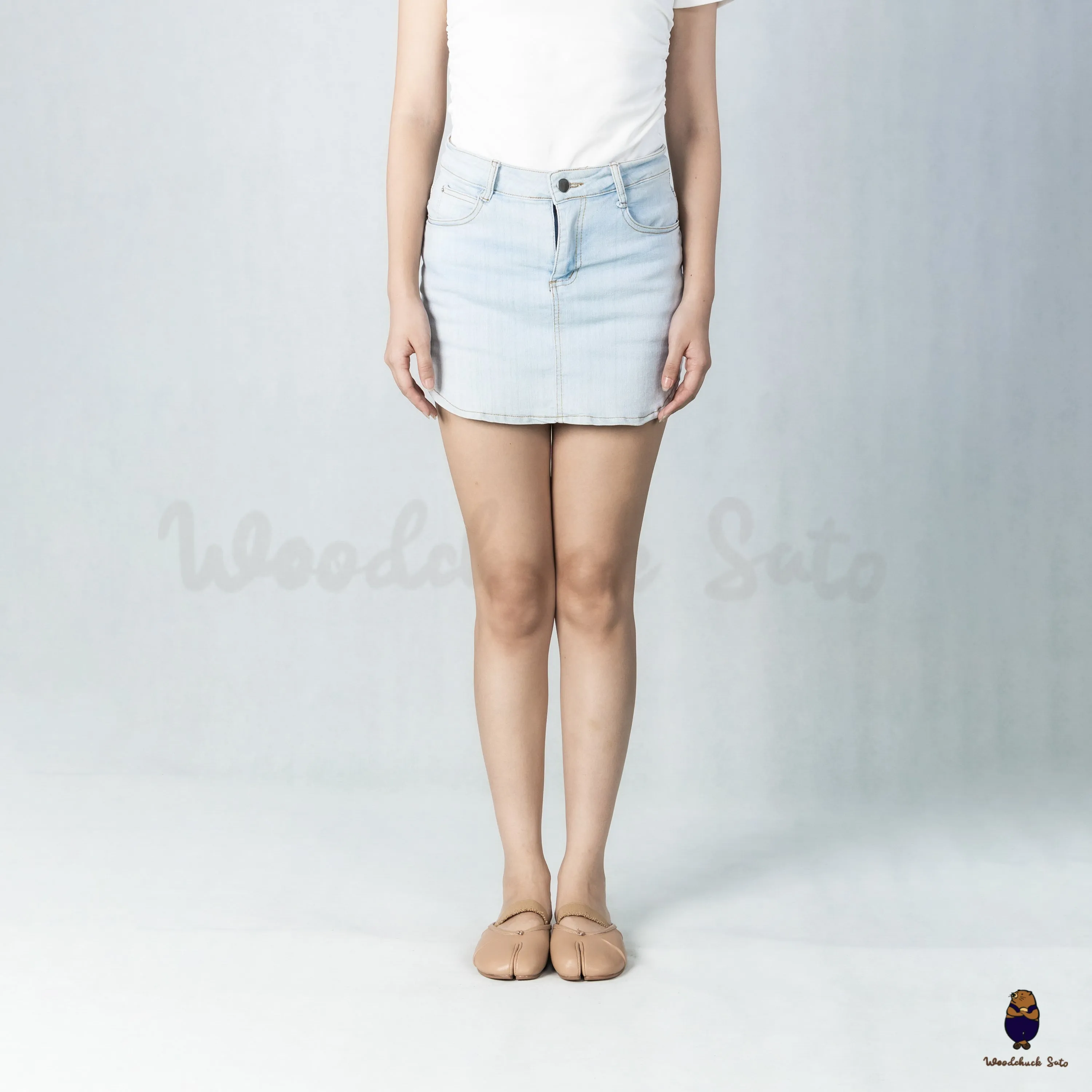 WoodchuckSato Nude Fold Leather Tabi Slip-On Flats with Beige Elastic Strap sold by WoodChuckSato product image thumbnail 3