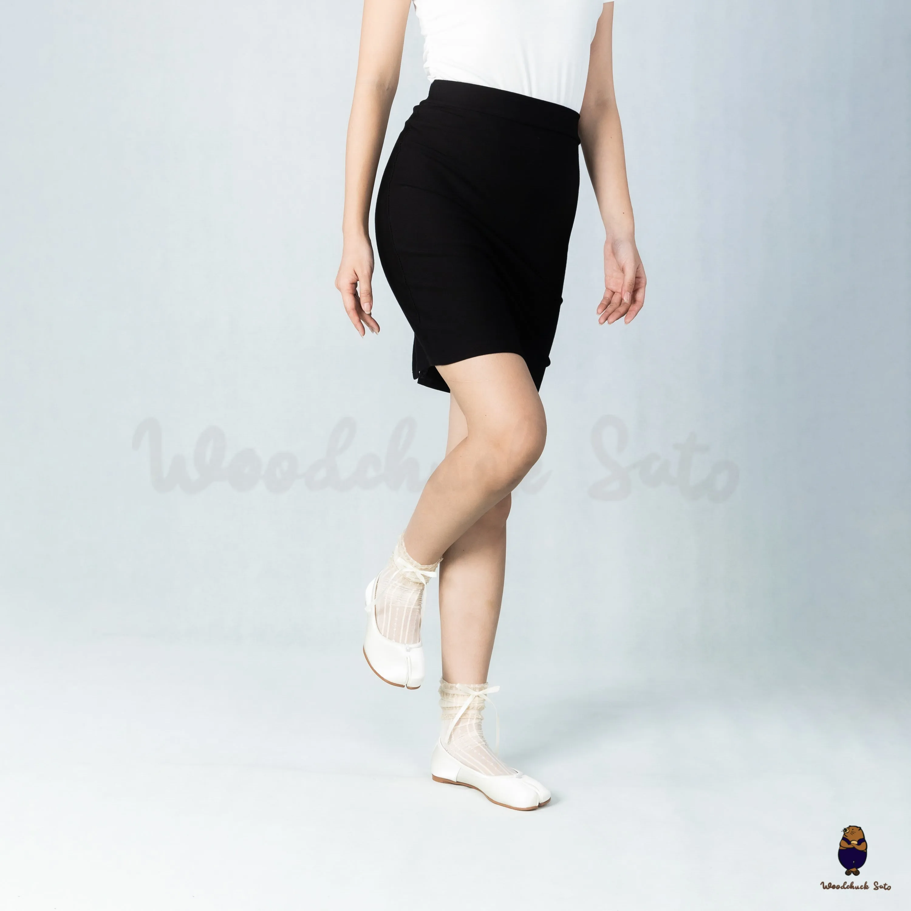 WoodchuckSato White Silk Fabric Tabi Ballet Flats sold by WoodChuckSato product image thumbnail 4