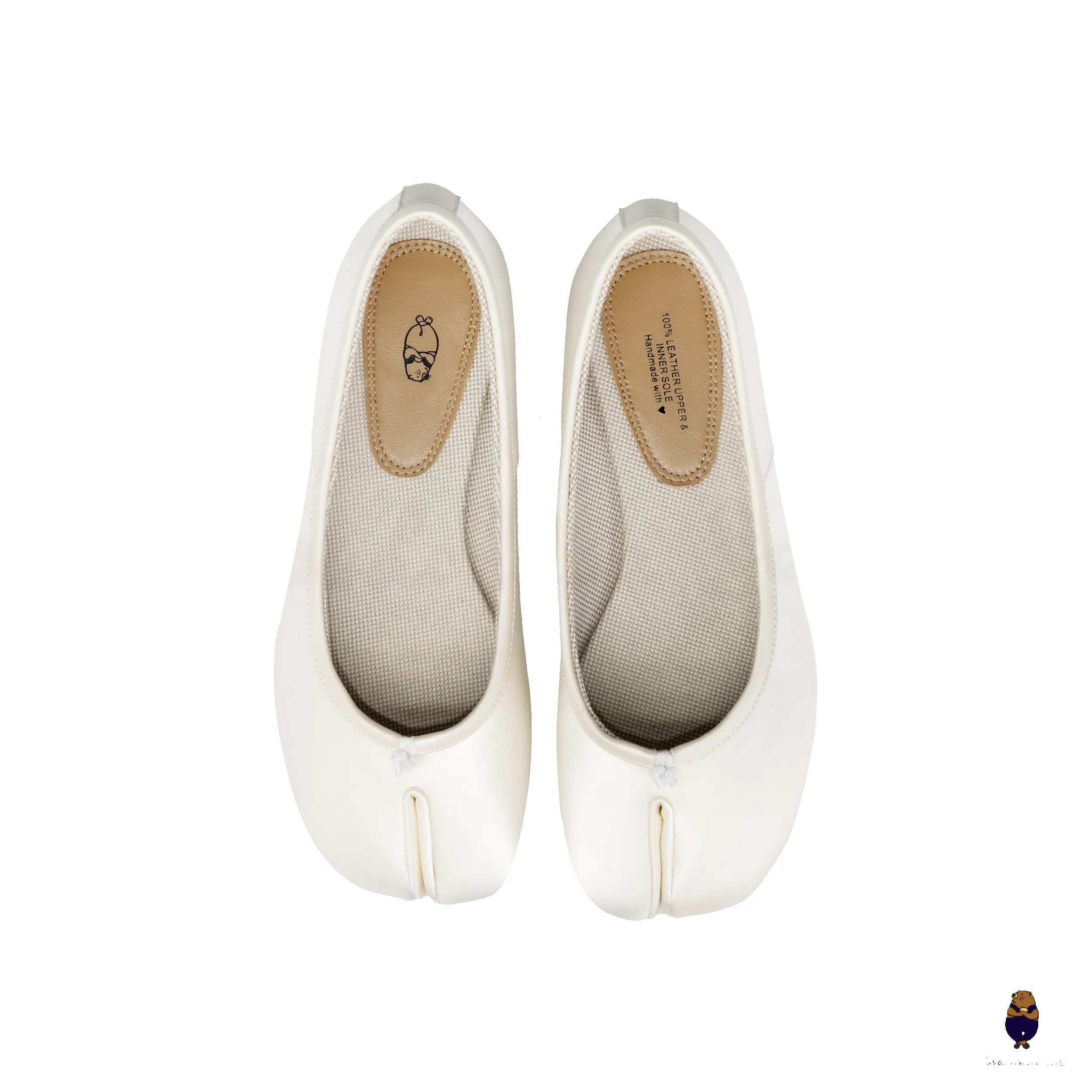 WoodchuckSato White Silk Fabric Tabi Ballet Flats sold by WoodChuckSato product image thumbnail 5