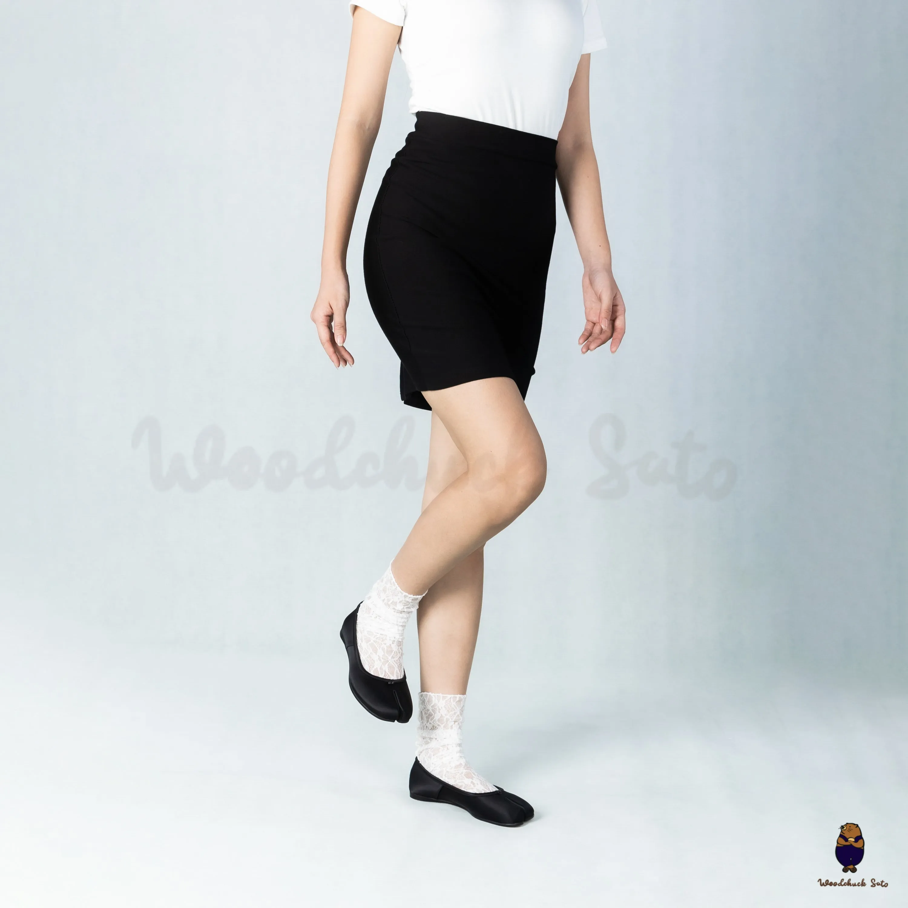 WoodchuckSato Black Silk Fabric Tabi Ballet Flats sold by WoodChuckSato product image thumbnail 4